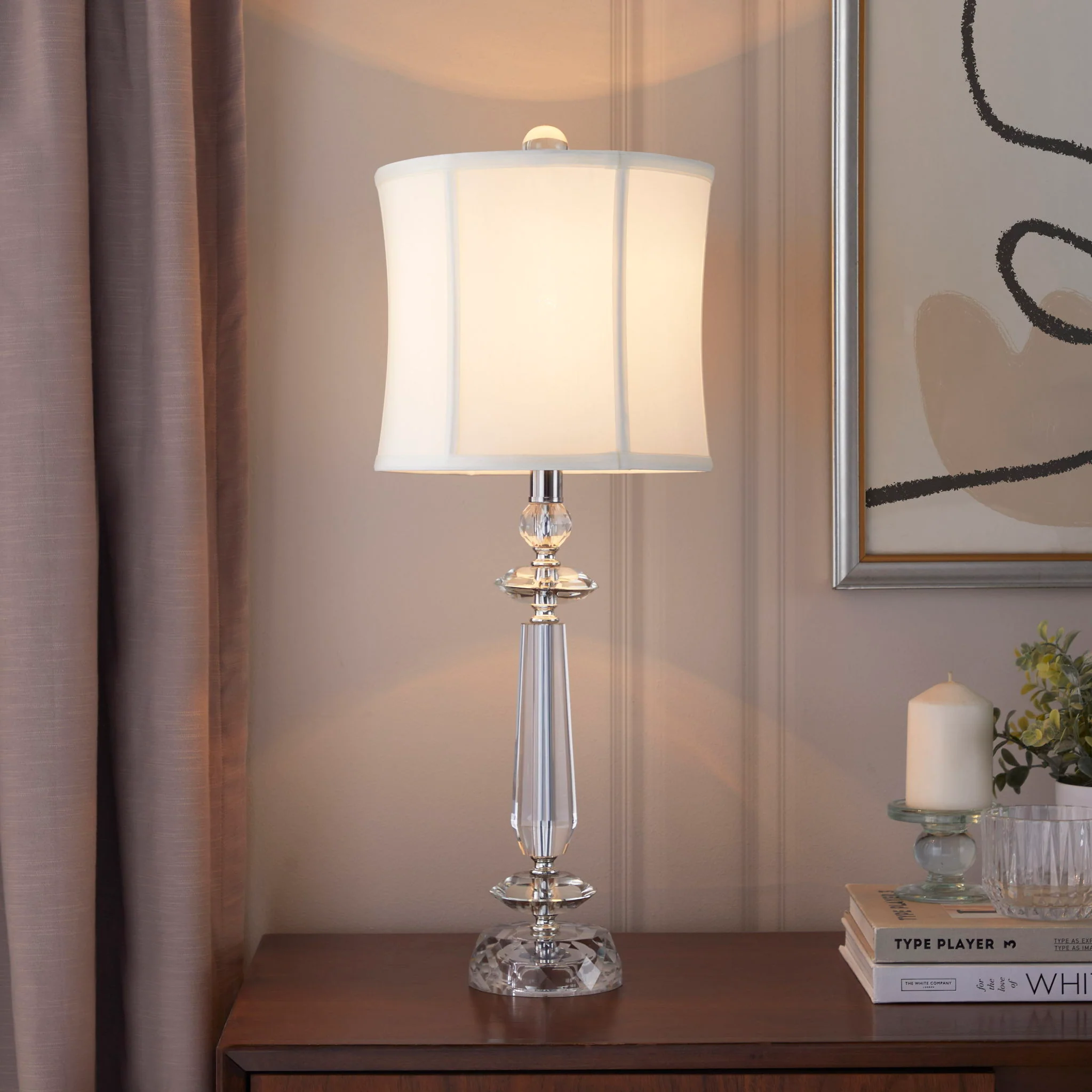 Karat - Contemporary Crystal Table Lamp (Set of 2) - Clear Crystal / Chrome / White Softback - Image 7