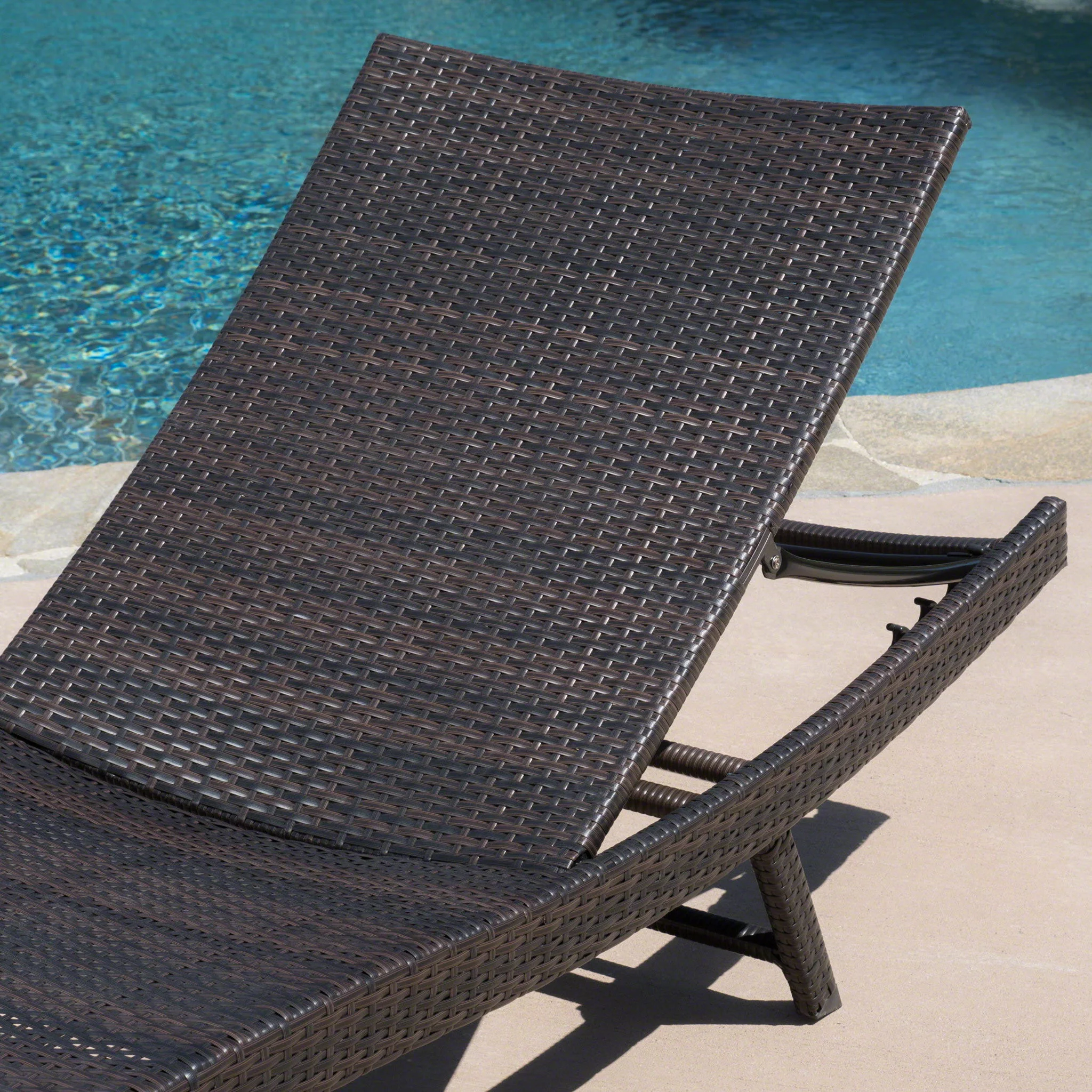 Kauai - Modern Style Wicker Chaise Lounge - Brown Multi - Image 2