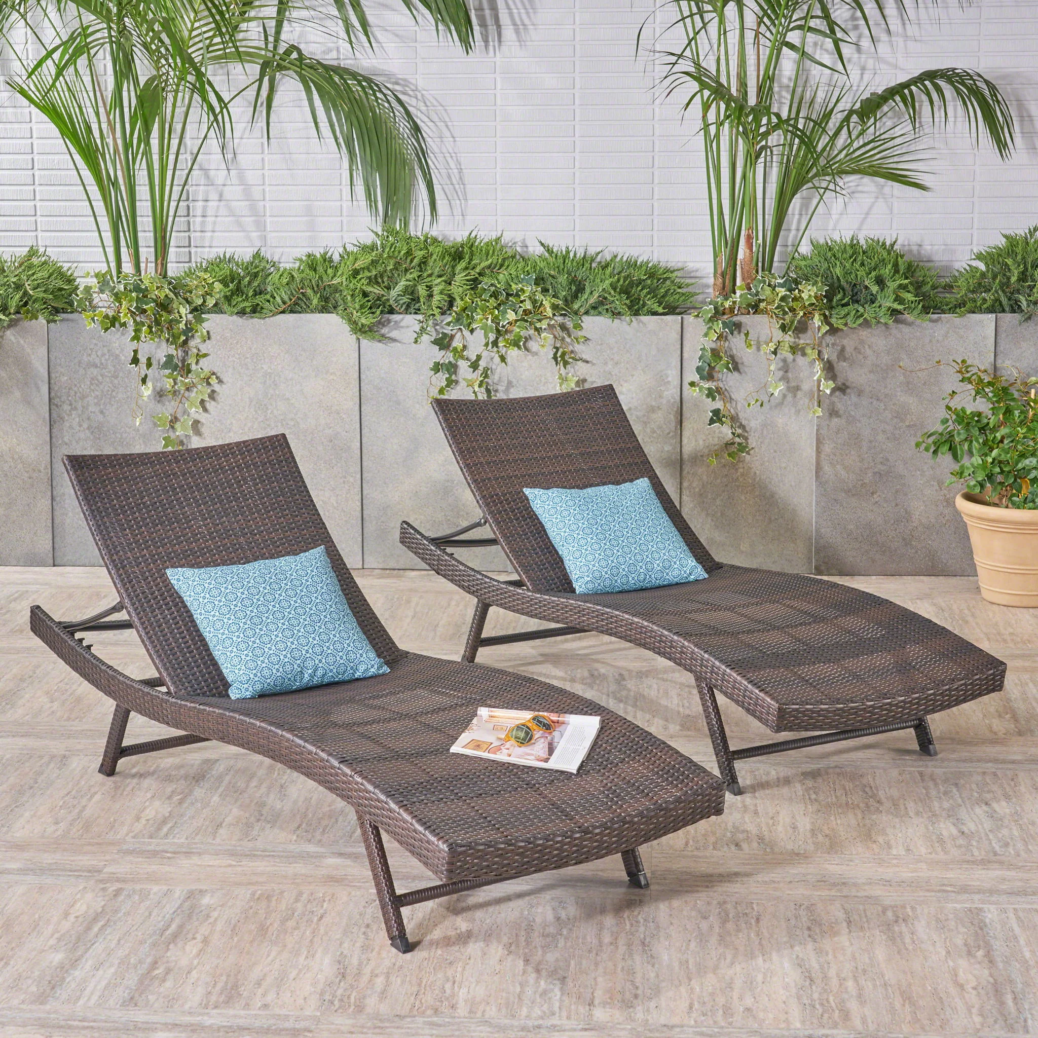 Kauai - Modern Style Wicker Chaise Lounge - Brown Multi - Image 9