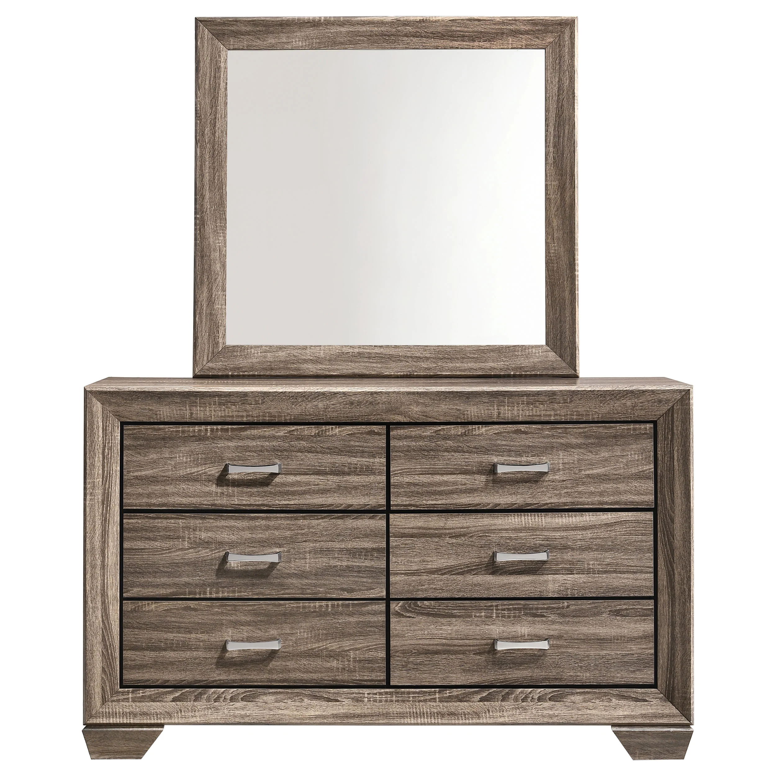 Kauffman 6-Drawer Dresser with Mirror in Washed Taupe - Image 4