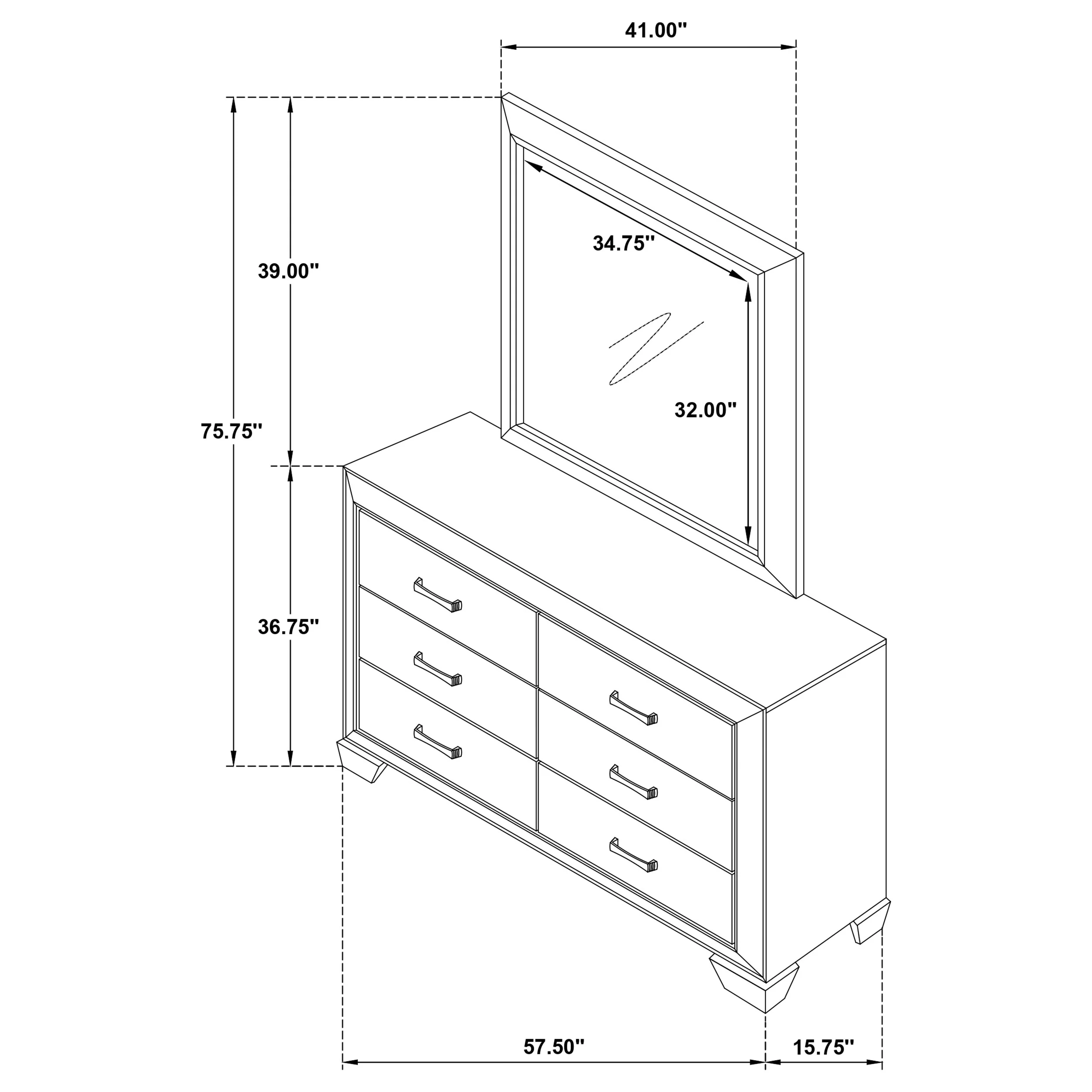 Kauffman 6-Drawer Dresser with Mirror in Washed Taupe - Image 7