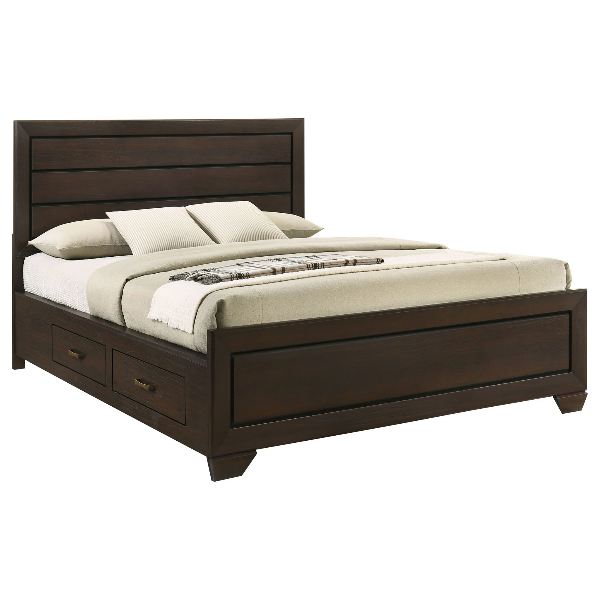 Kauffman - Queen Storage Panel Bed With Side Drawers - Dark Brown - Image 8