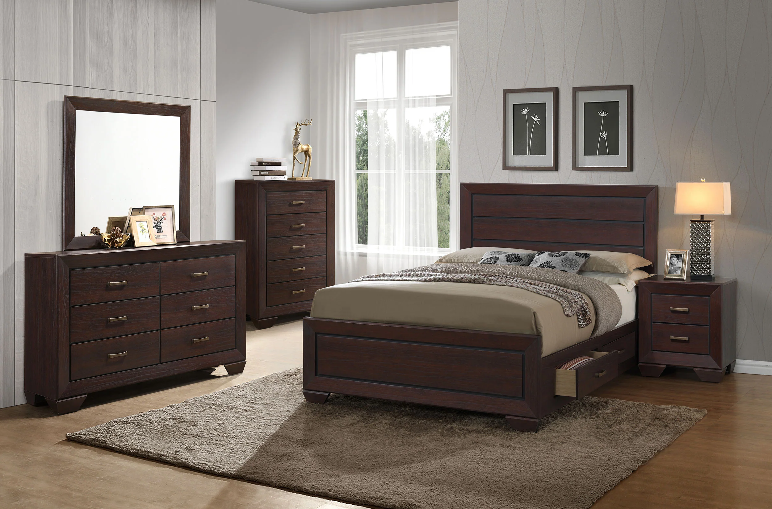 Kauffman Wood Eastern King Storage Panel Bed Dark Cocoa - Image 13
