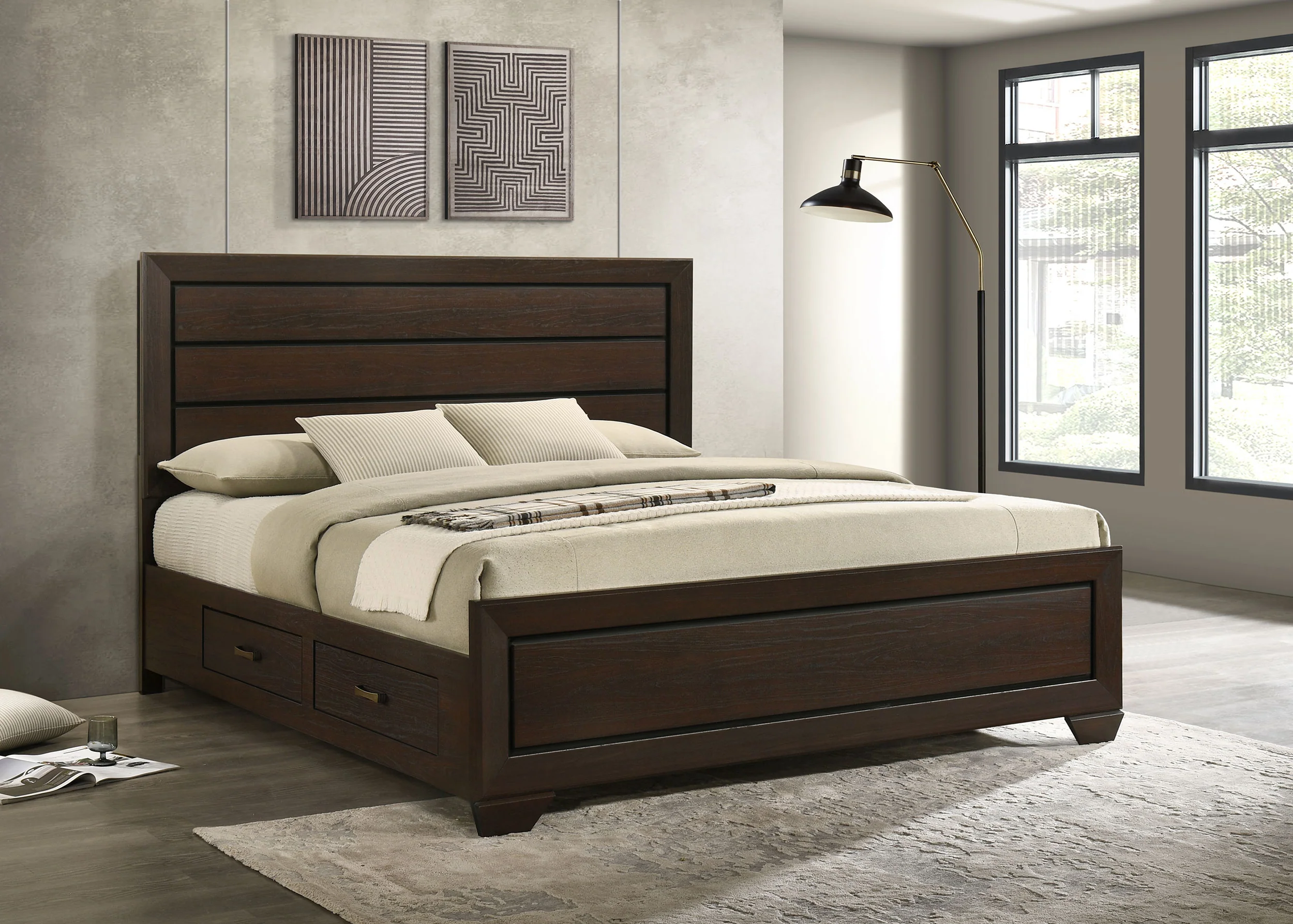 Kauffman Wood Eastern King Storage Panel Bed Dark Cocoa - Image 5