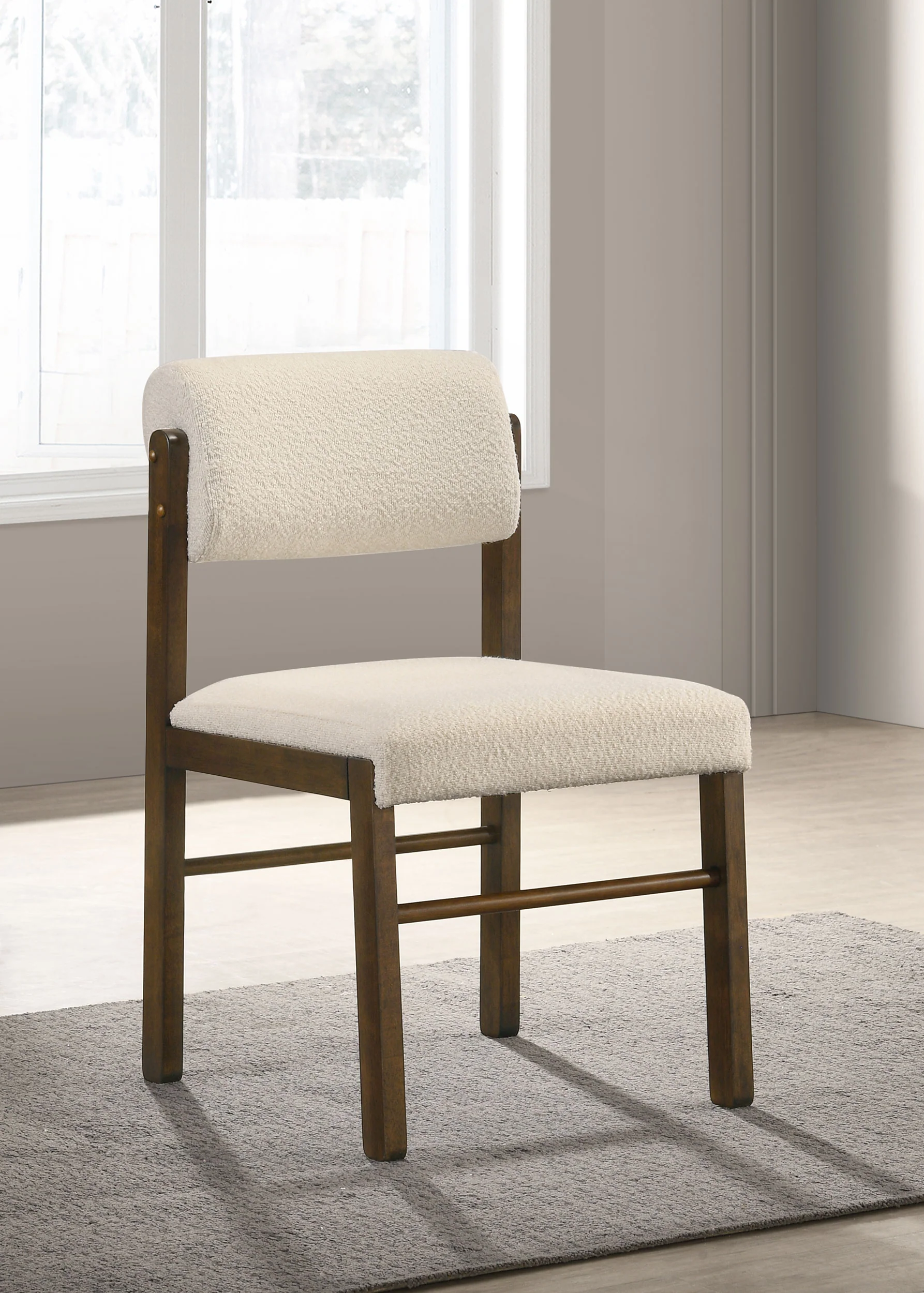 Kehoe Upholstered Dining Side Chair, Cream and Walnut (Set of 2) - Image 5