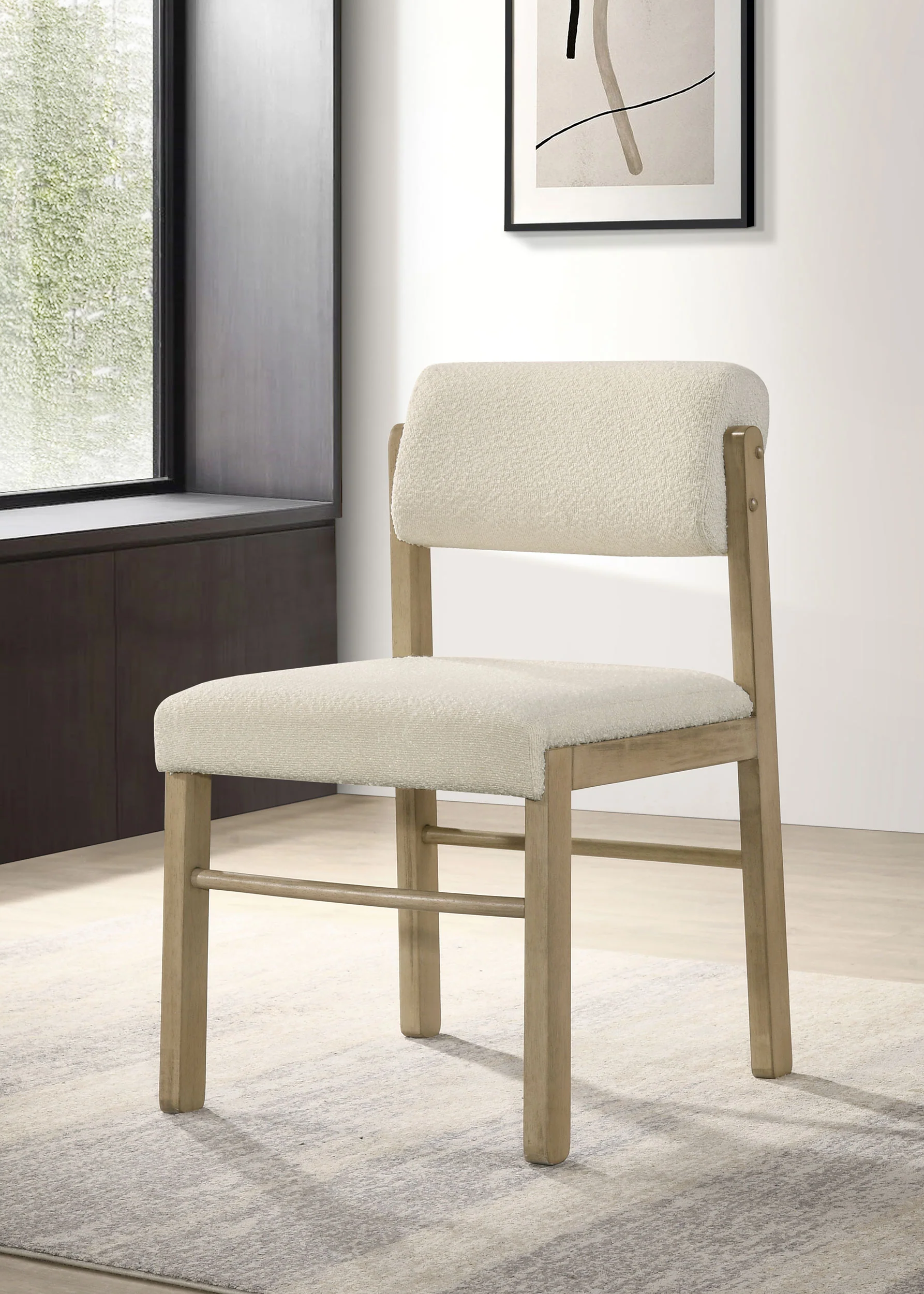 Kehoe Upholstered Dining Side Chair - Cream & Natural Oak (Set of 2) - Image 4