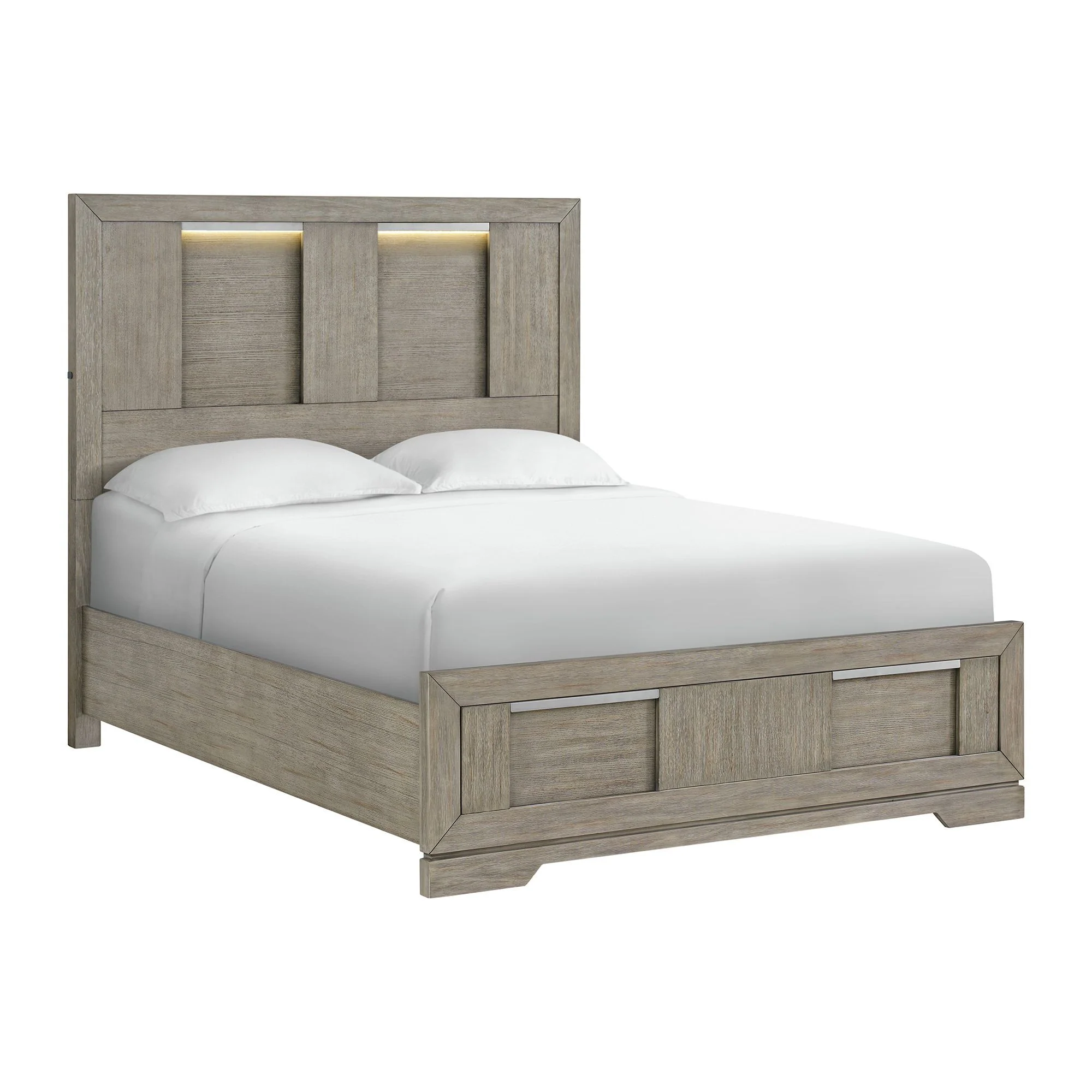 Kelis - 4 Piece Bedroom Set With Queen Panel Bed And LED - Gray - Image 3