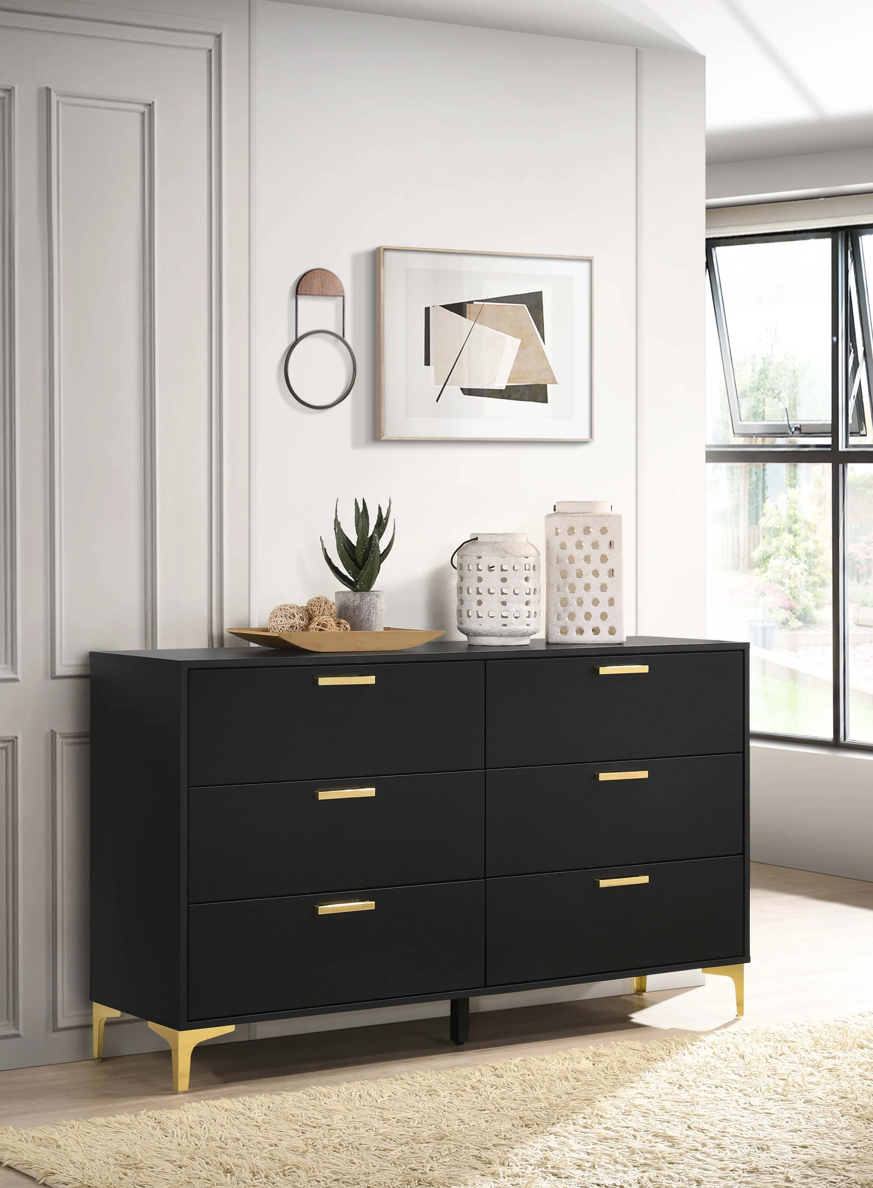 Kendall 6-Drawer Dresser in Black - Image 4