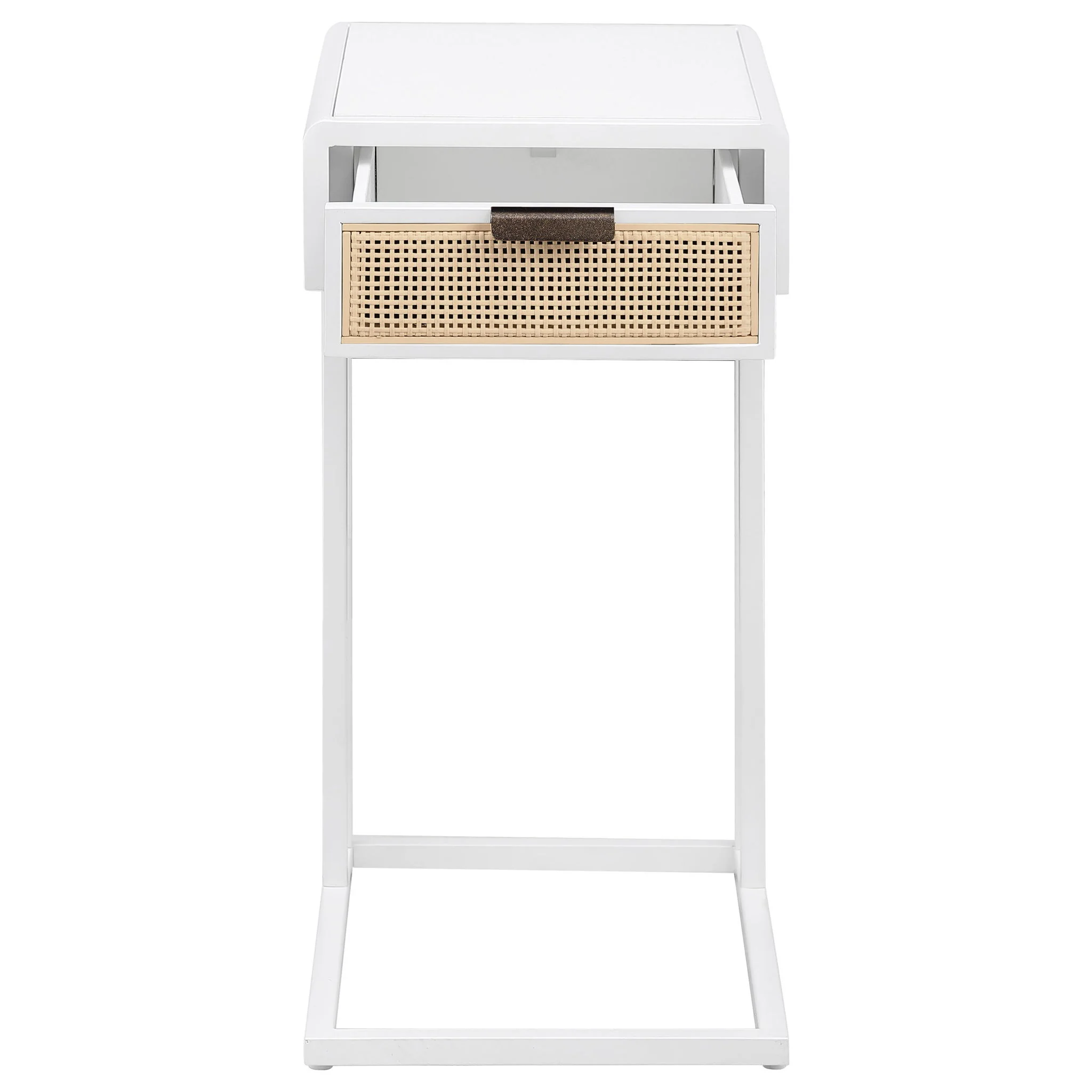 Kenneth - C Shape Side Table With Single Drawer - White - Image 4