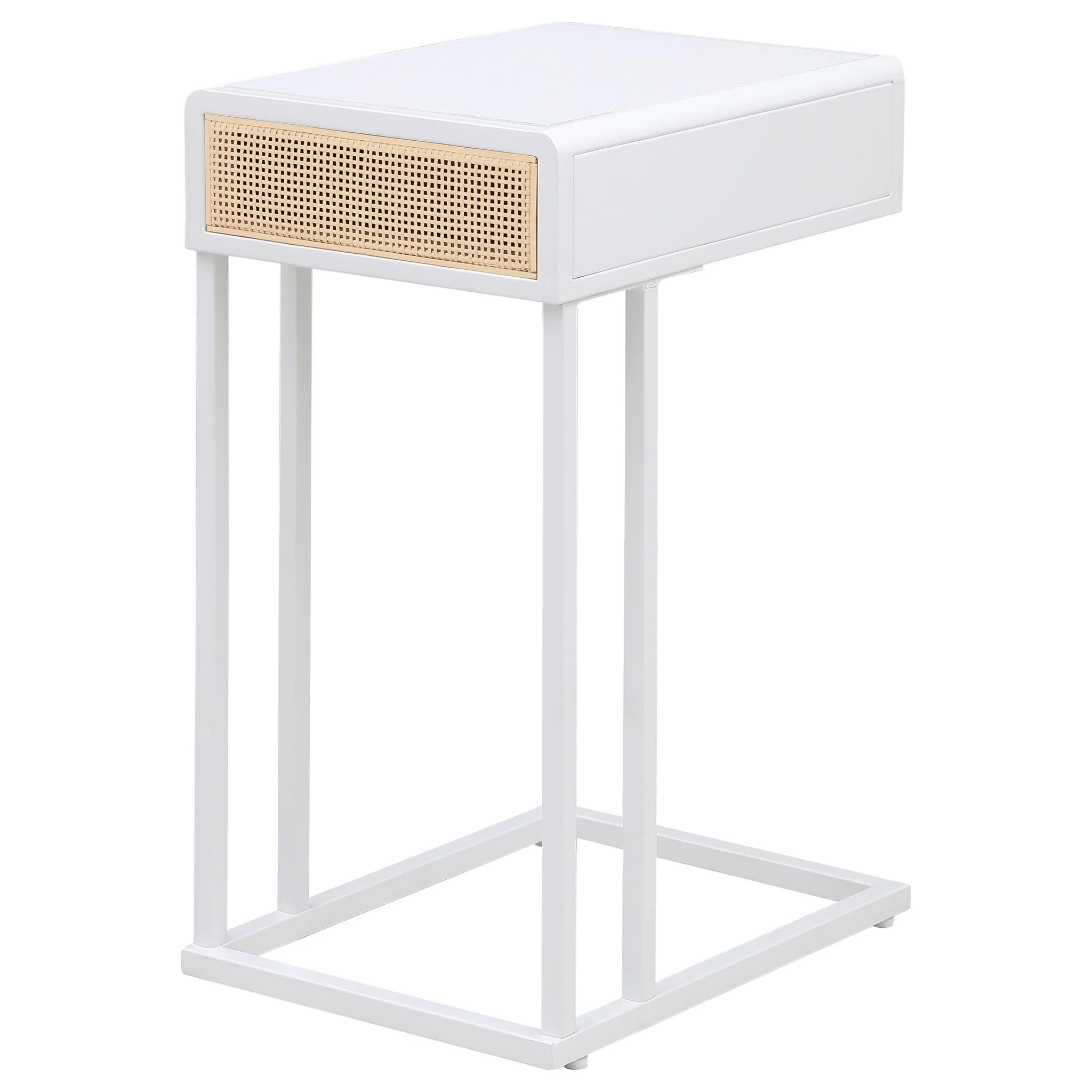 Kenneth - C Shape Side Table With Single Drawer - White - Image 5