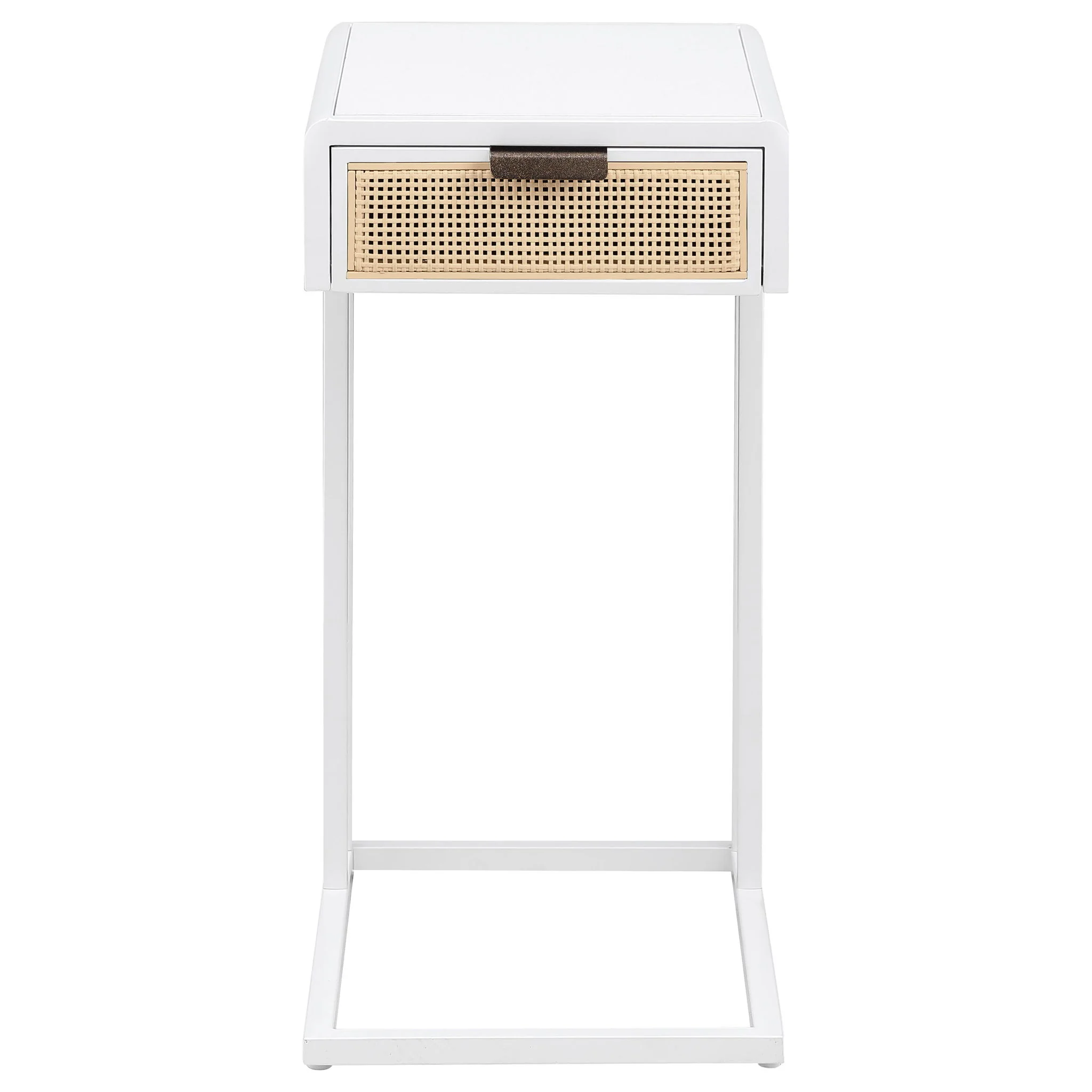 Kenneth - C Shape Side Table With Single Drawer - White - Image 8