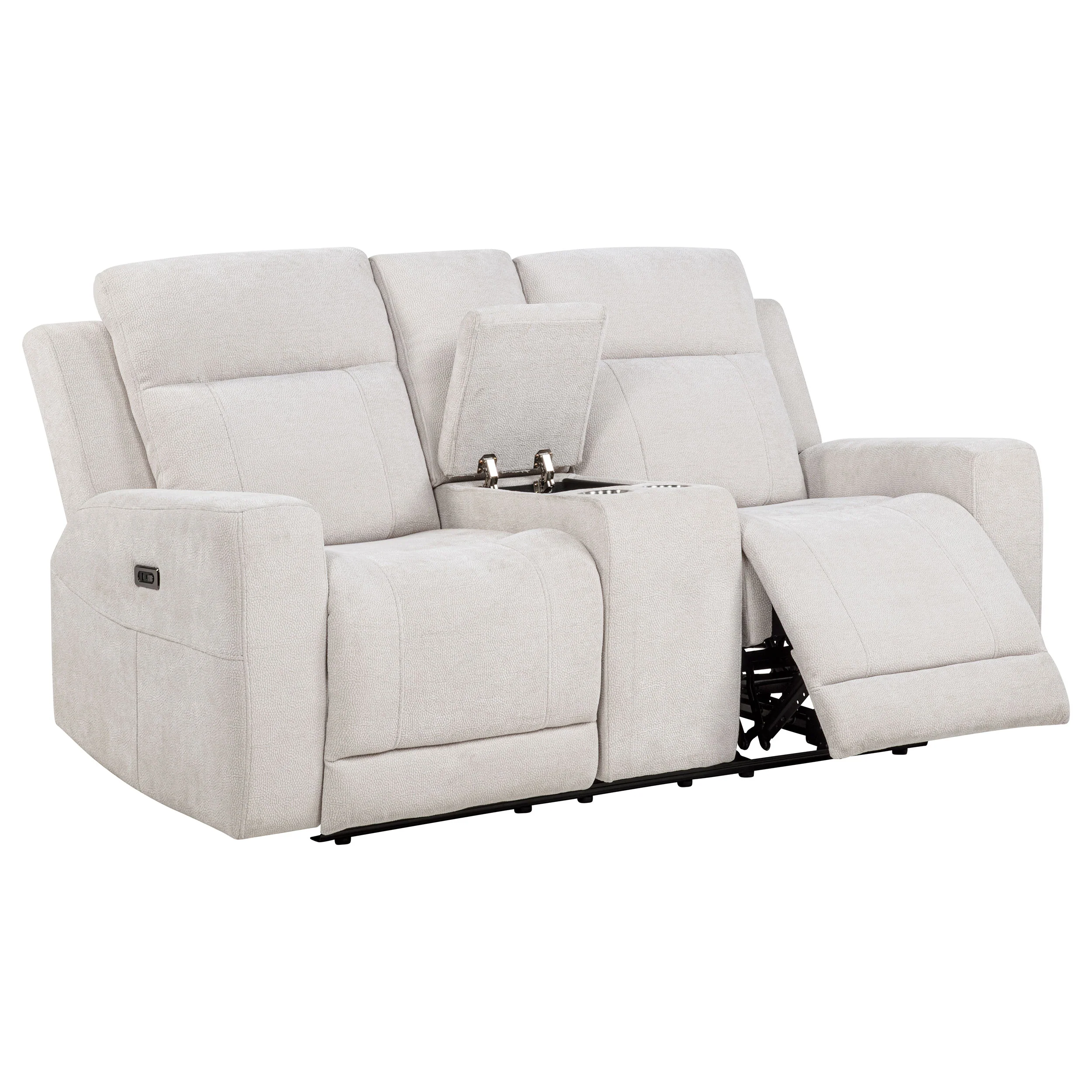 Kennett 2-Piece Chenille Power Reclining Sofa Set, Ivory - Image 10