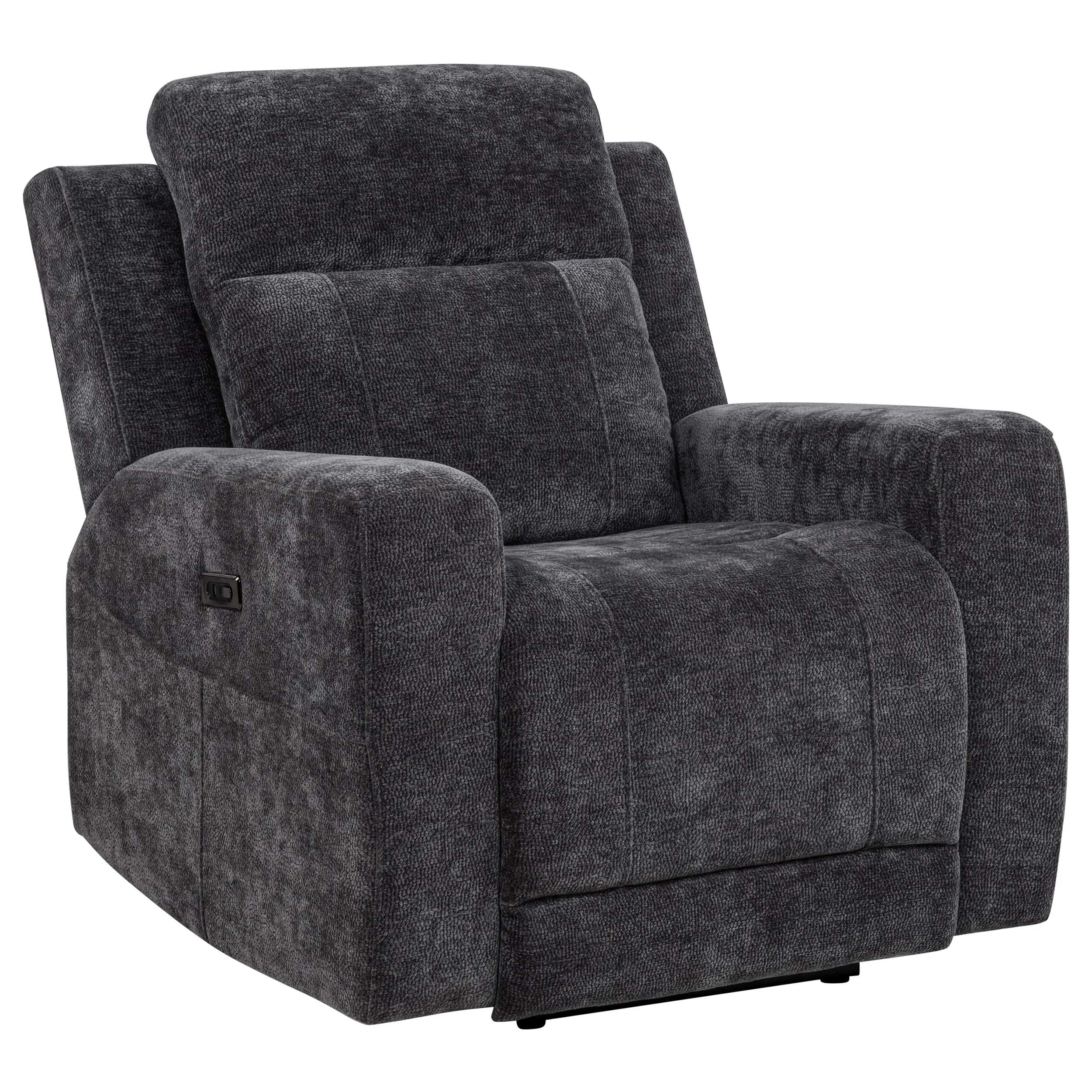 Kennett Chenille Upholstered Power Recliner Chair Dark Grey - Image 4