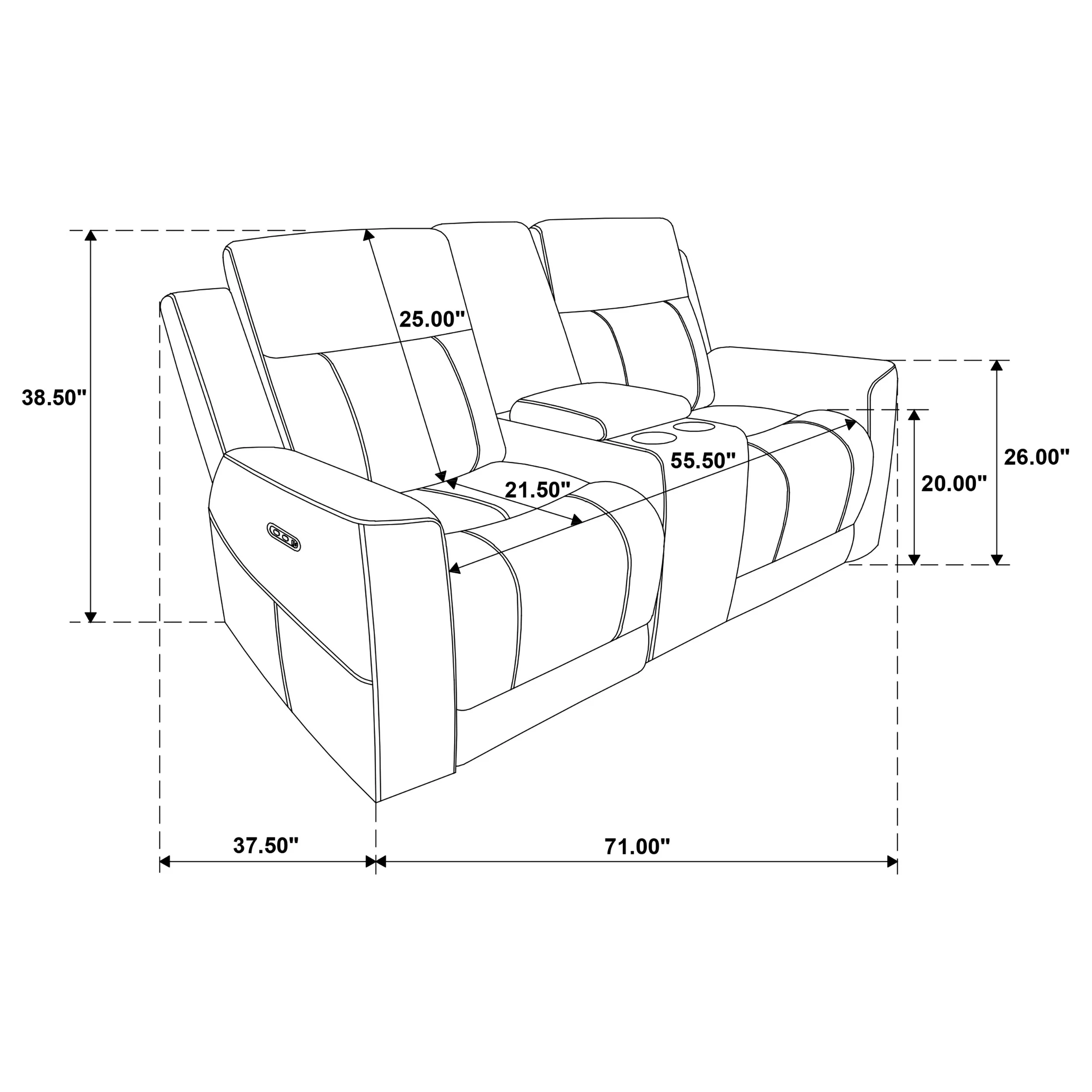 Kennett Chenille Power Reclining Loveseat in Dark Grey - Image 11