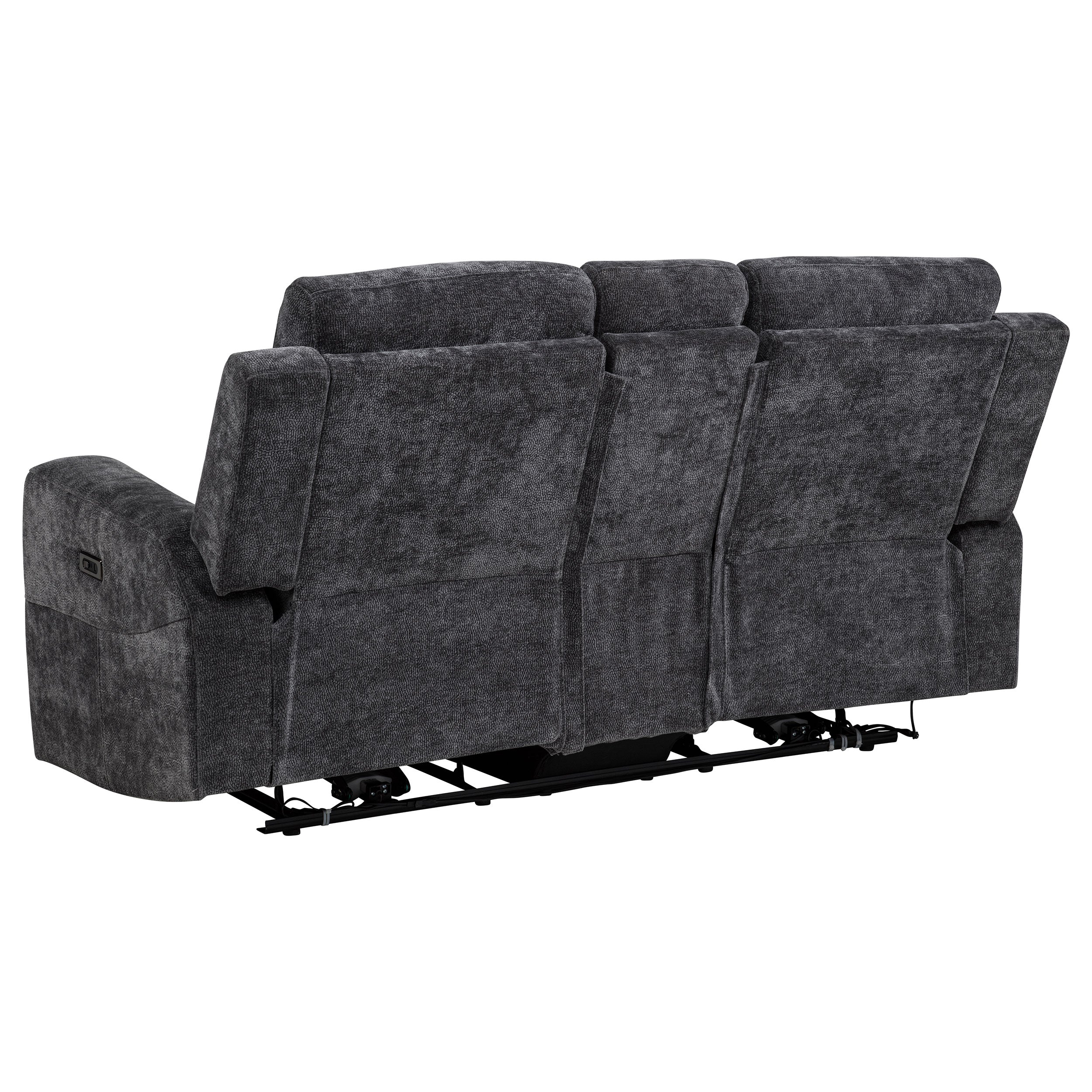 Kennett Chenille Power Reclining Loveseat in Dark Grey - Image 6