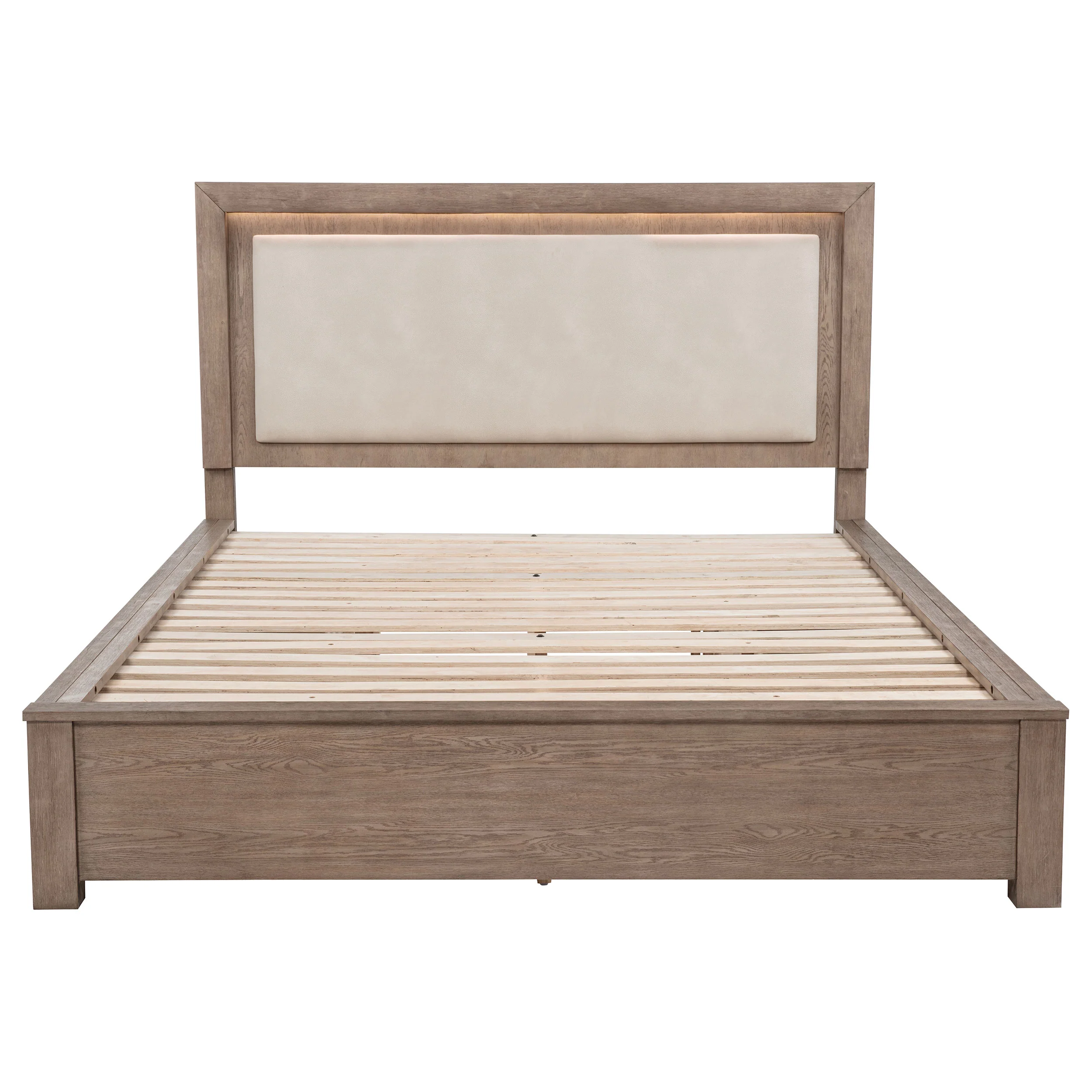 Kenora 56-Inch Eastern King LED Storage Bed in Barley Brown - Image 8