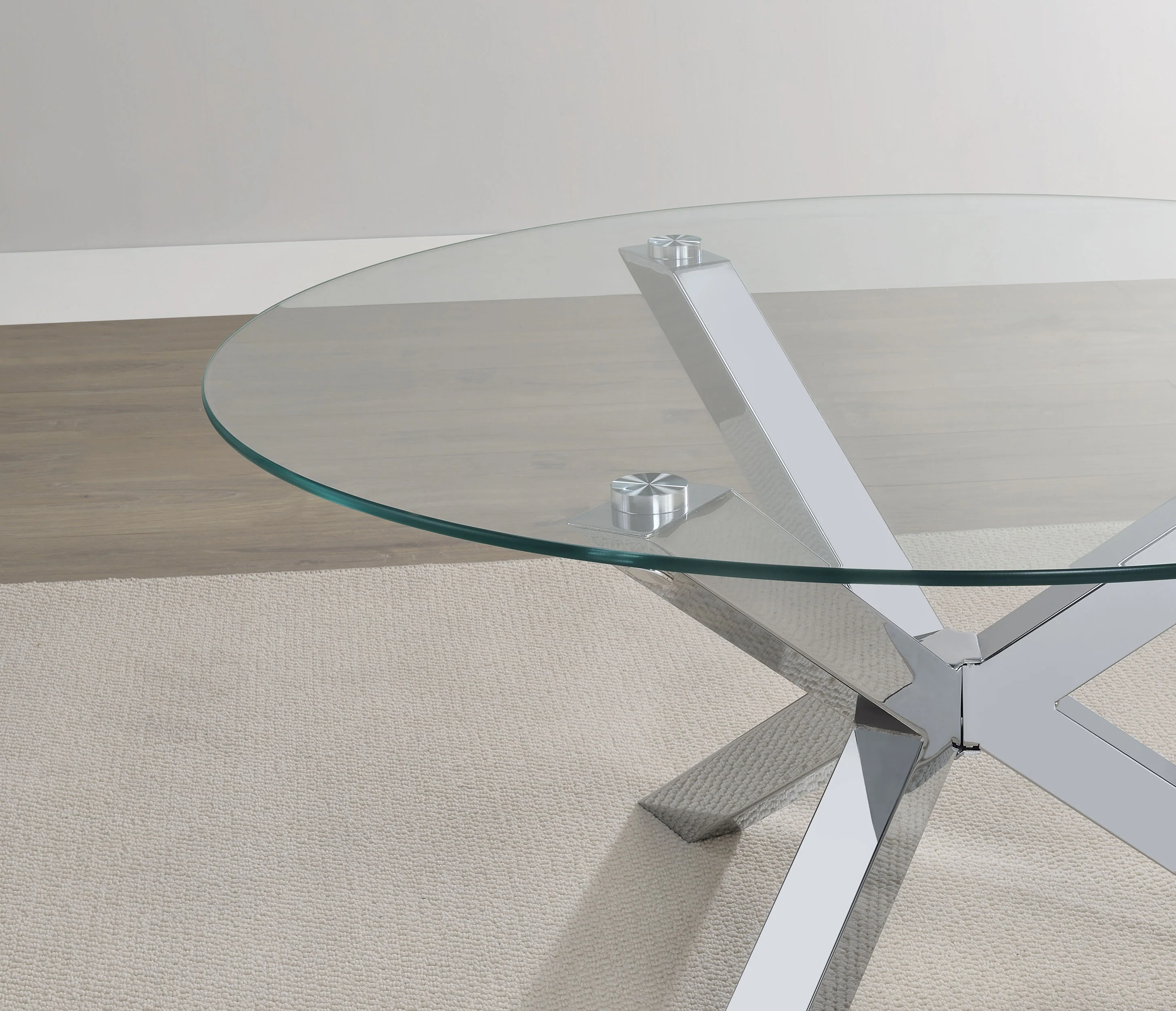 Kenzie Round Tempered Glass Top Cocktail Table Chrome - Image 5