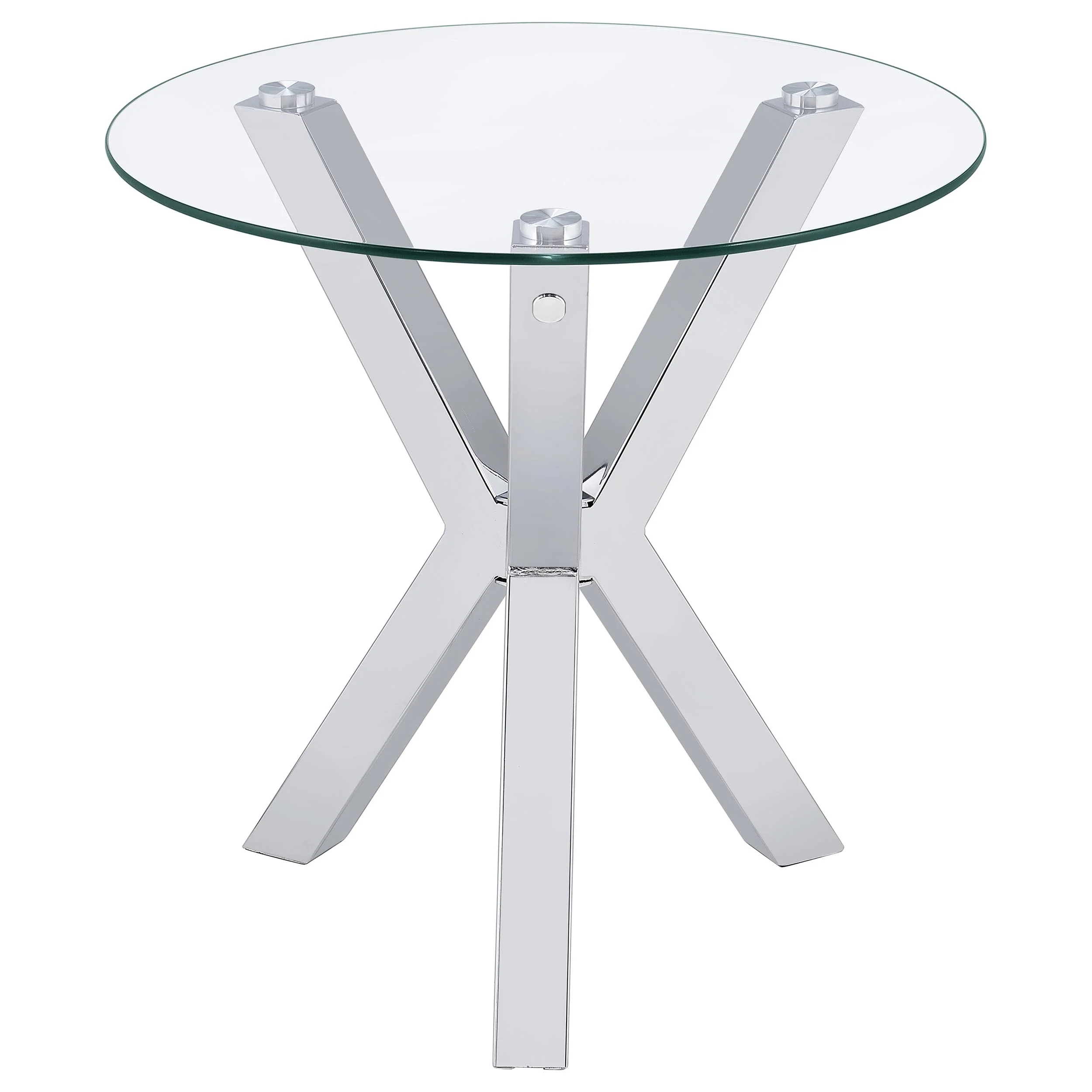 Kenzie Round Tempered Glass Top End Table Chrome - Image 5
