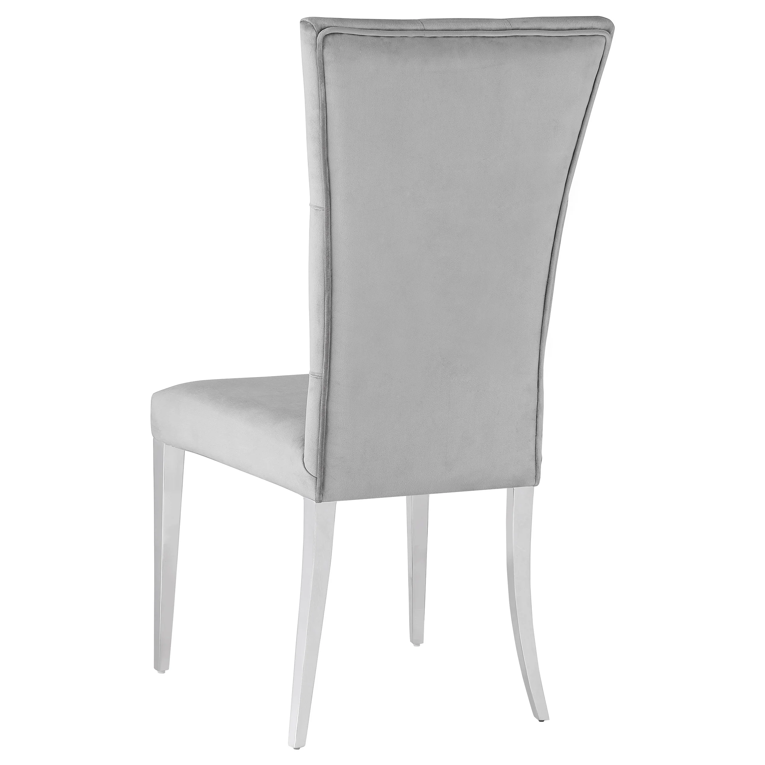 Kerwin 7-Piece Dining Set - Grey Velvet & Chrome - Image 10