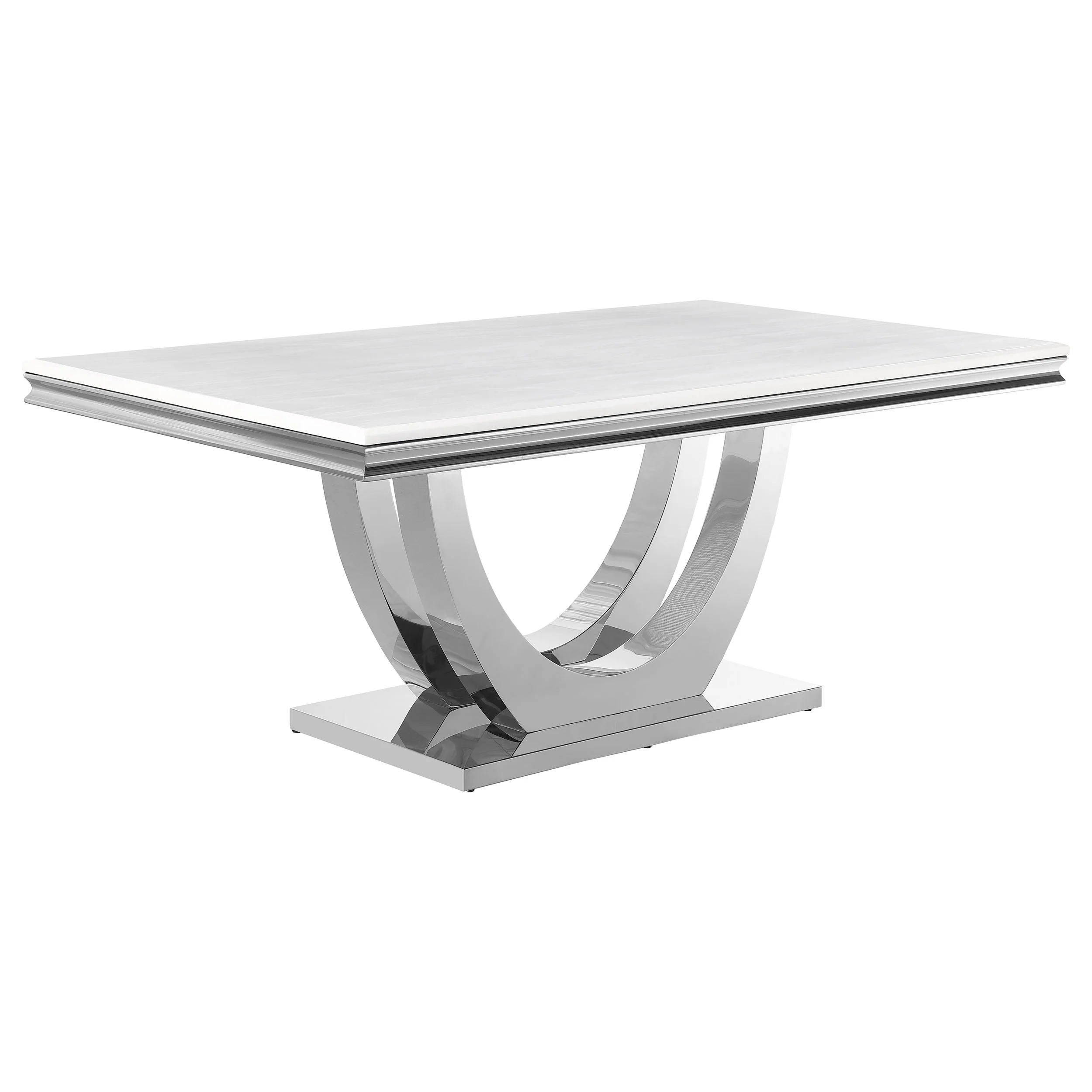 Kerwin 7-Piece Dining Table Set, White and Chrome - Image 3