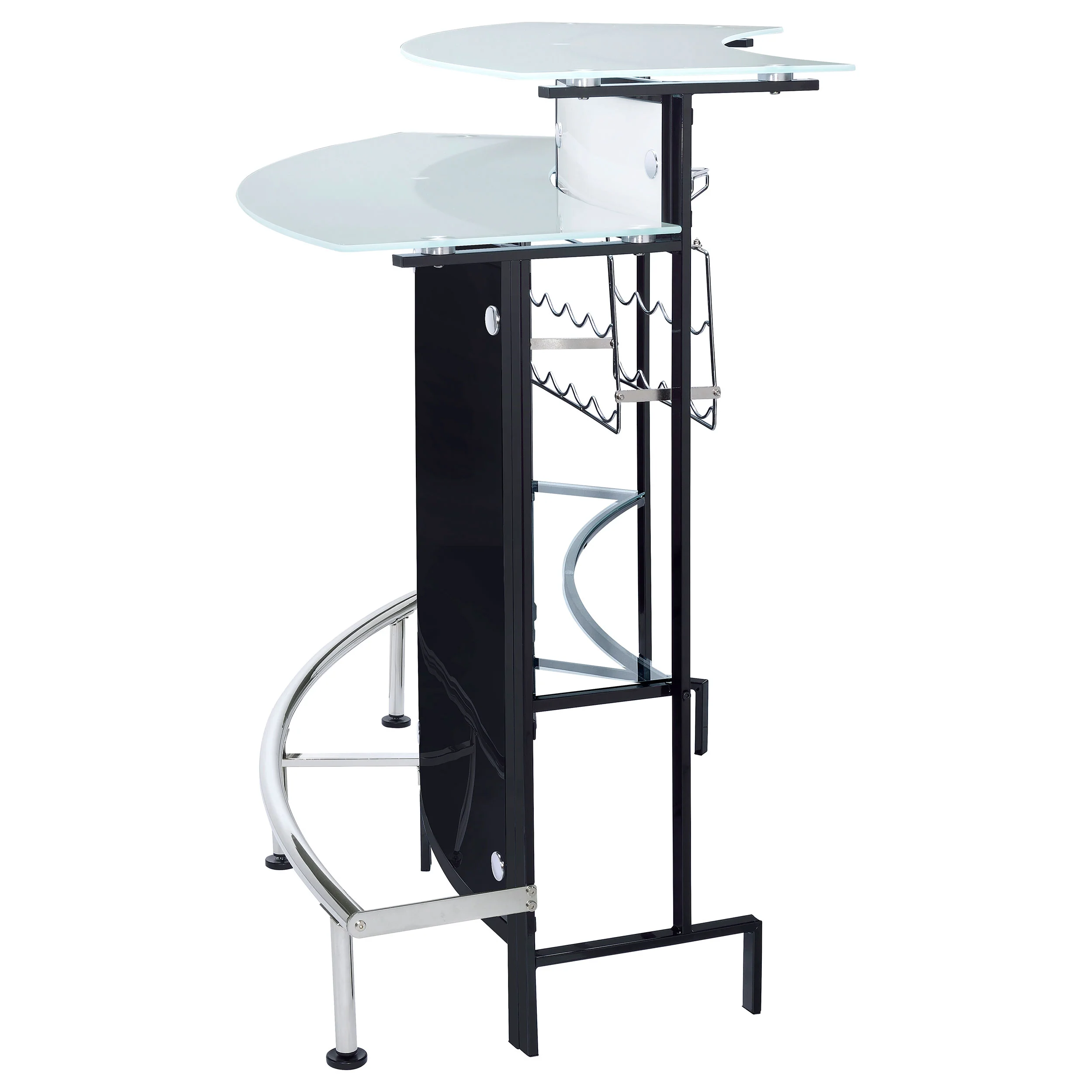 Keystone Curved Glass Top Home Bar Wine Cabinet Black - Image 7