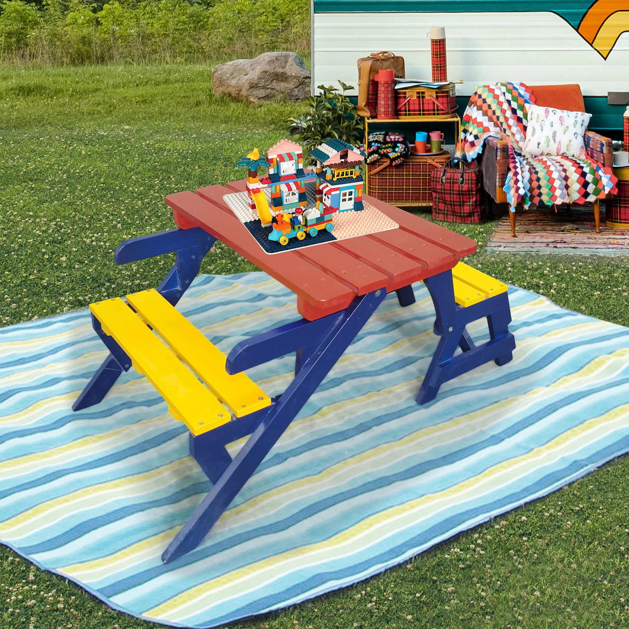 Kids Multi-Functional Arm Chair, Table With 2 Benches All-In-One Set - Image 16