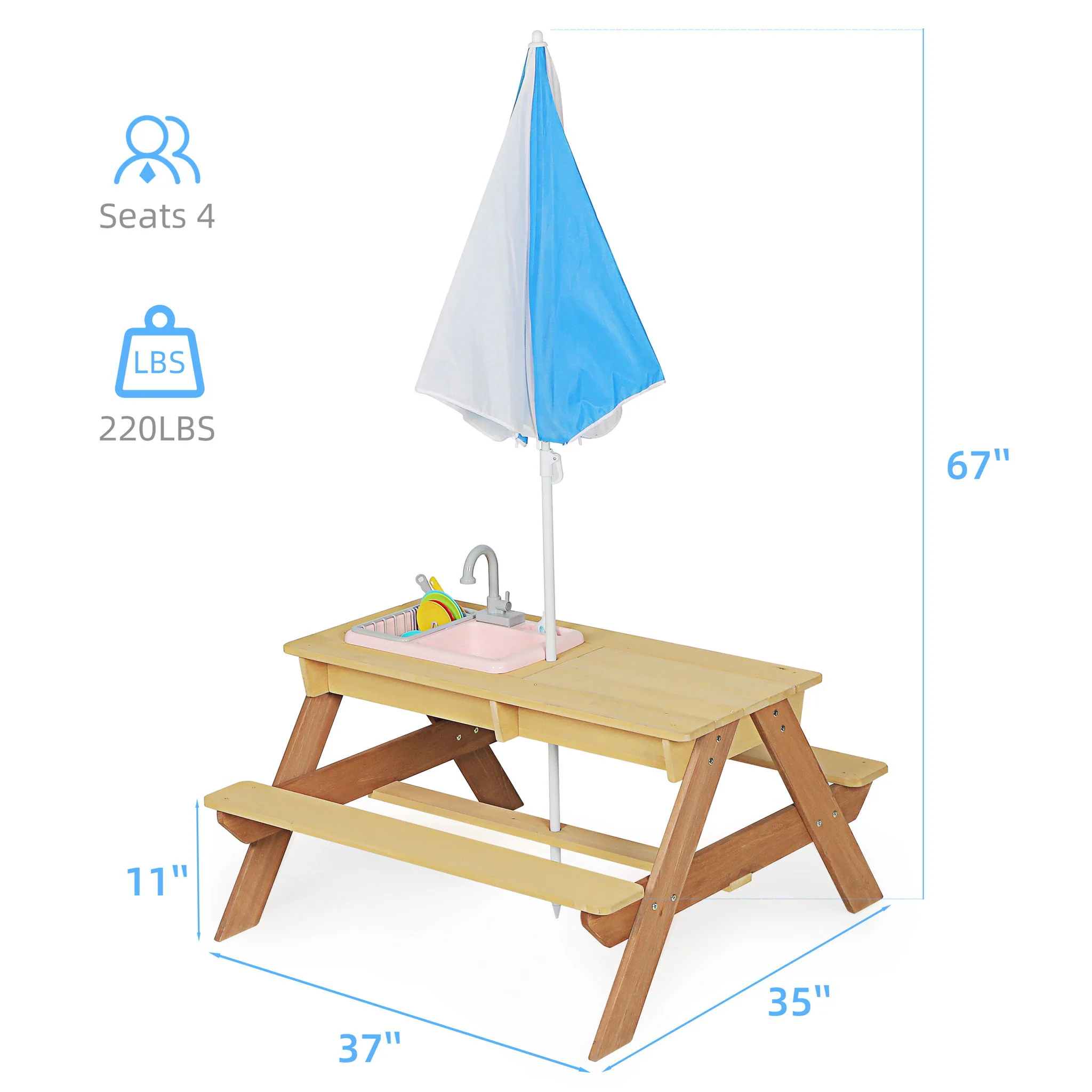 Kids Picnic Table With Sand And Water Table Conversion - Image 4
