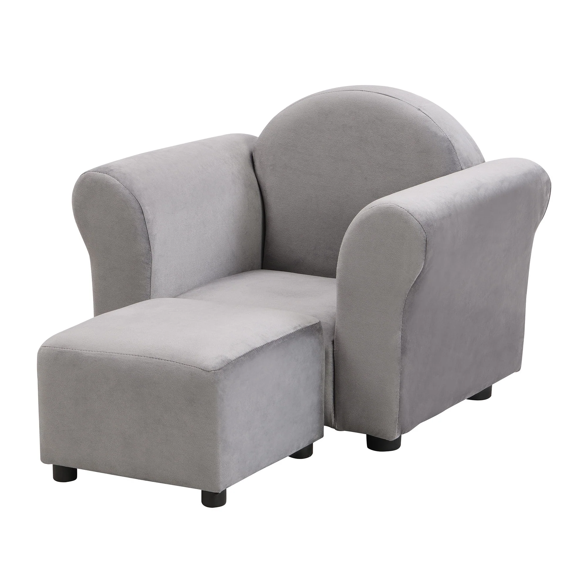 Kids Recliner Chair, Kids Upholstered Couch With Ottoman - Gray - Image 4