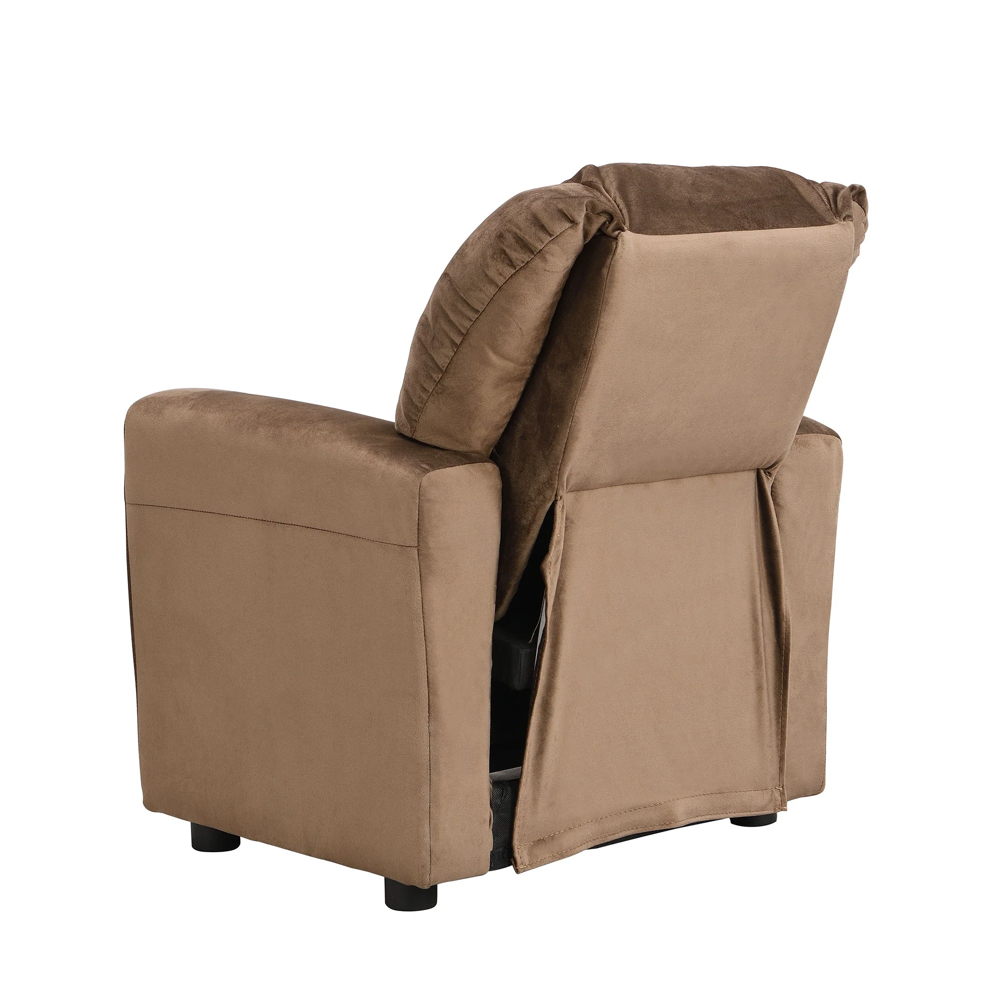 Kids Recliner Chair, Kids Upholstered Couch With Two Cup Holder, Footrest, Backrest, Toddlers Recliner With Headrest And Footrest - Black - Image 3