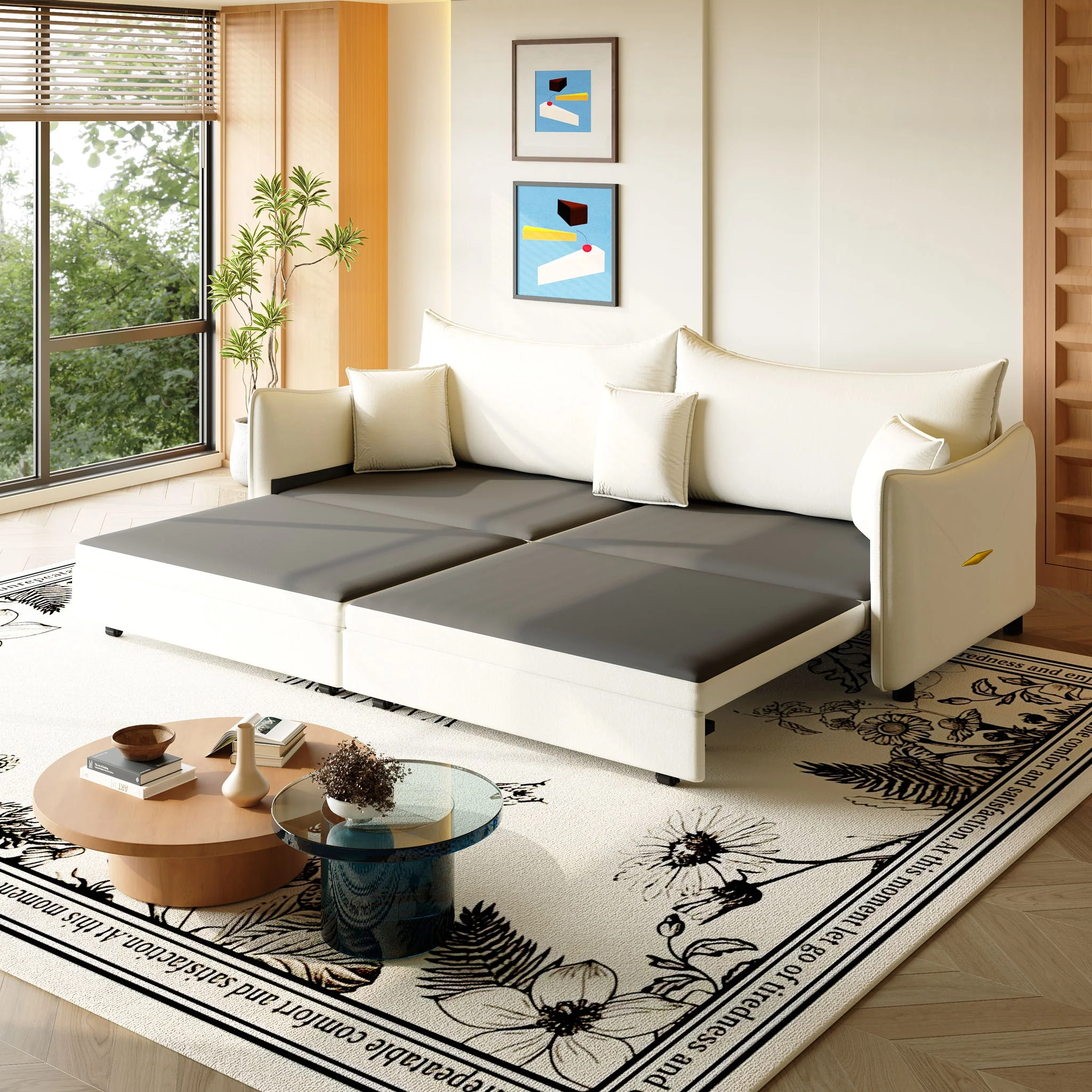 King Pull Out Sofa Bed, 3-In-1 Convertible Bed With 3 Pillows - Image 25