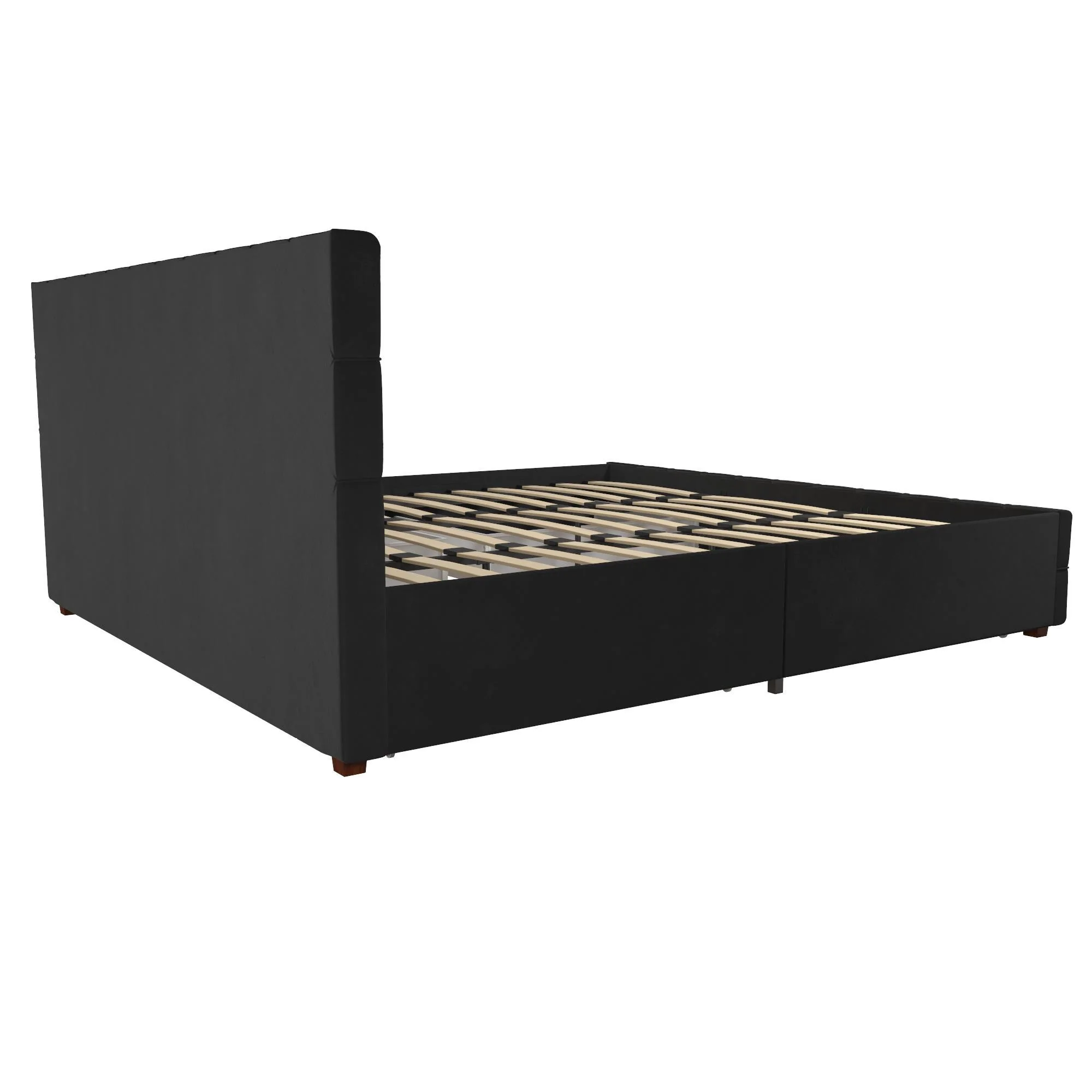 King Upholstered Bed With Storage - Black - Image 2