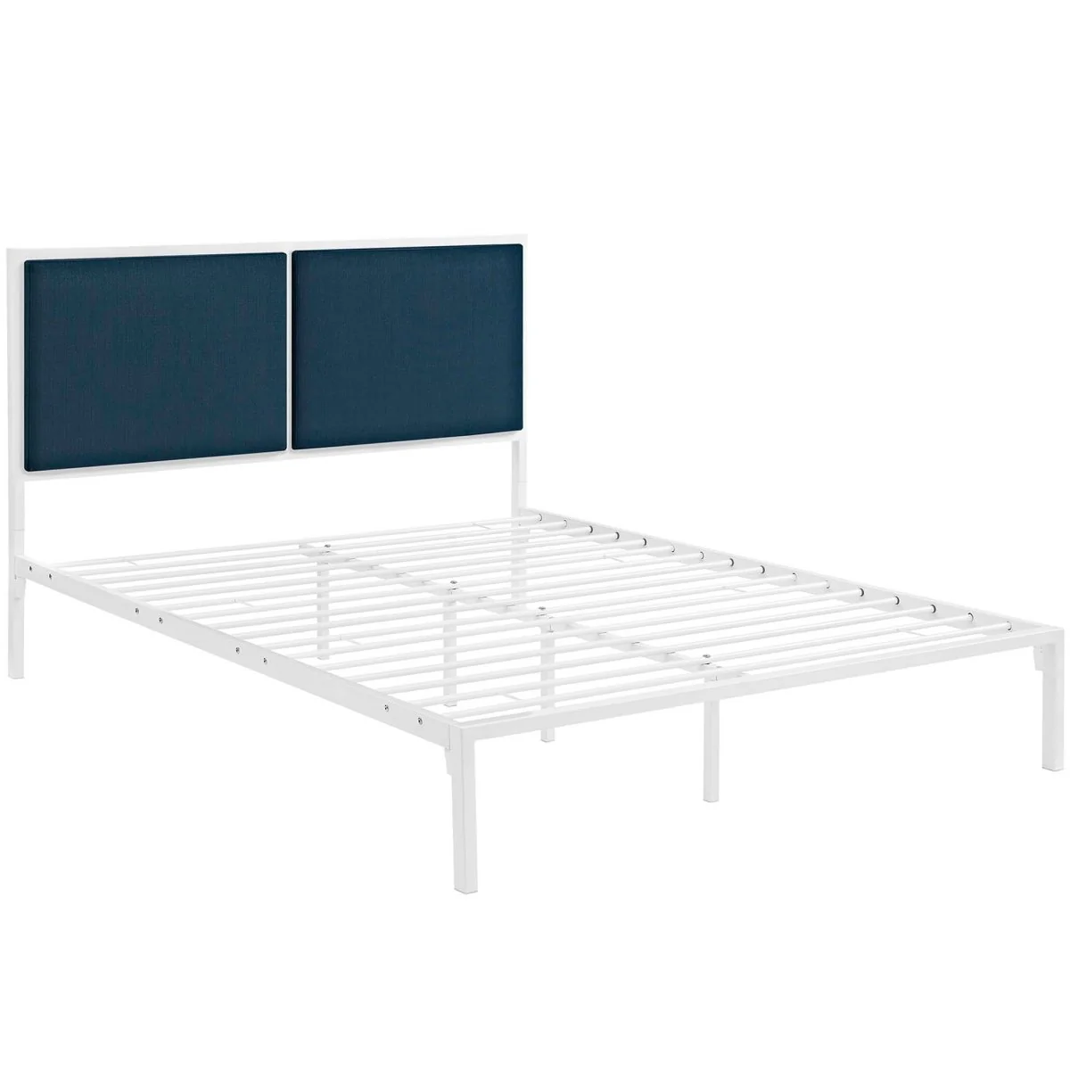 King Upholstered Fabric and Steel Platform Bed - Image 3