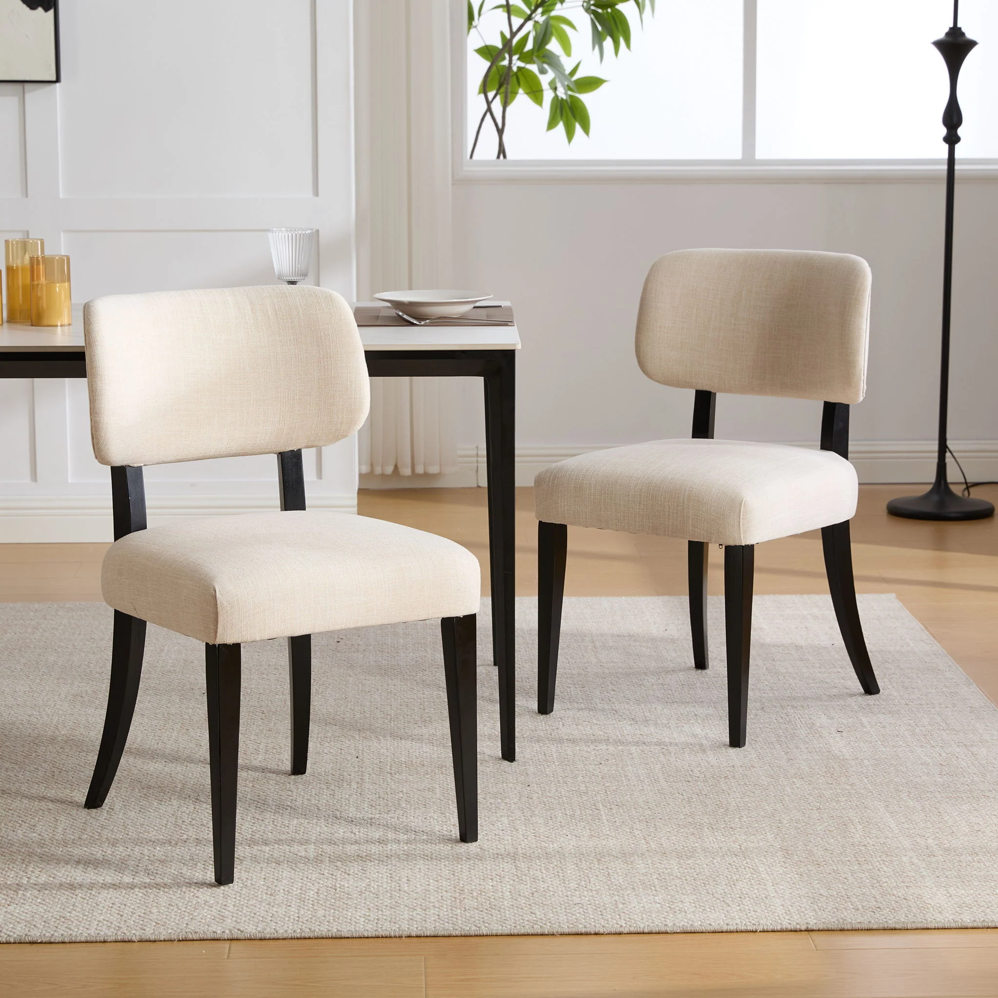 Kitchen Dining Chairs (Set of 2) - Cream - Image 3