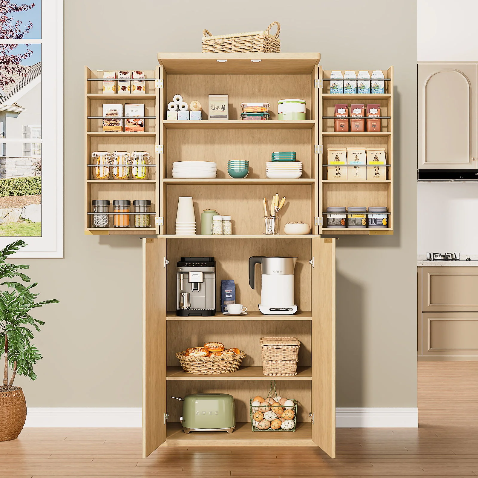 Kitchen Pantry Cabinet With 6 Doors - Image 6