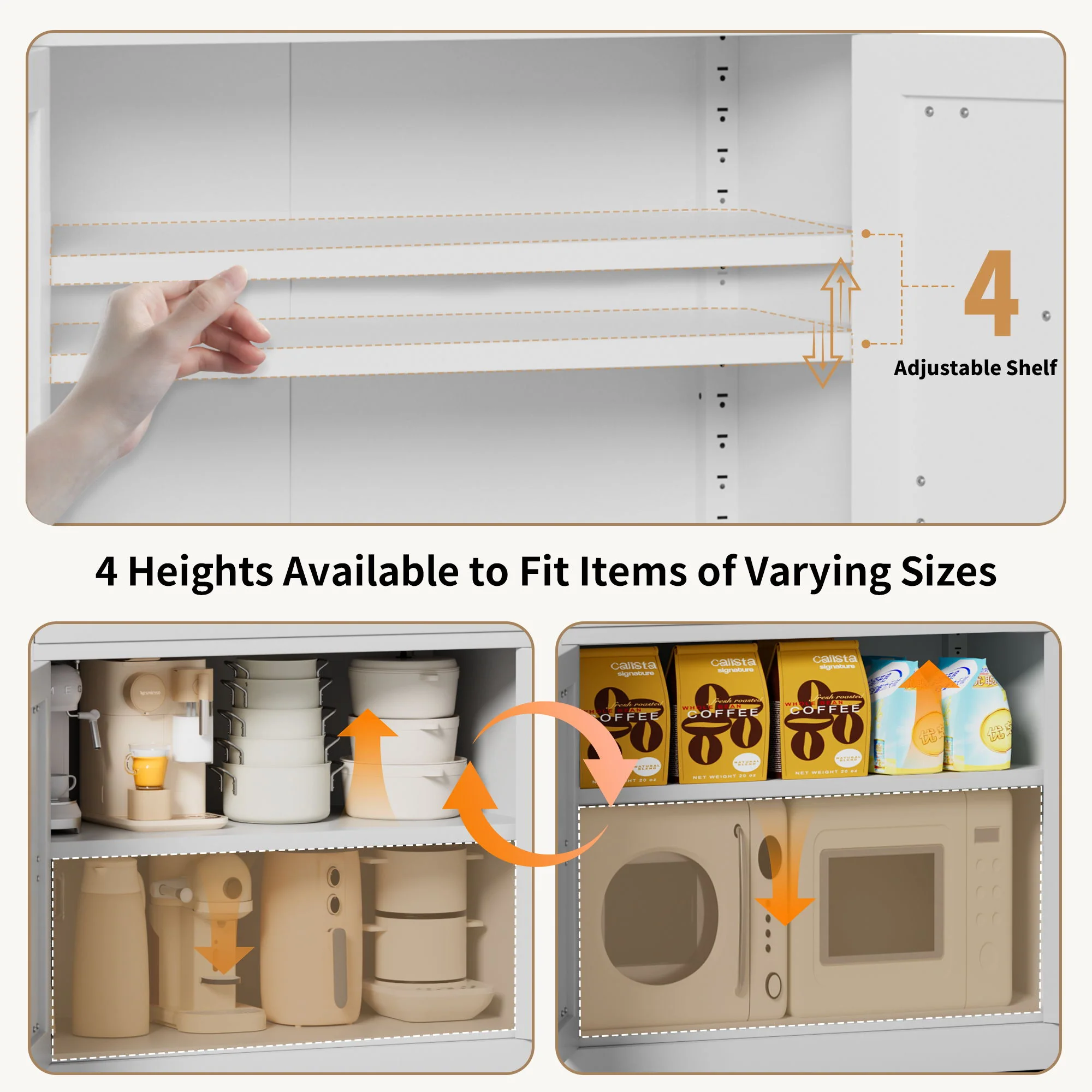Kitchen Pantry Cabinet With Adjustable Shelves, Heavy Duty Storage - White - Image 7