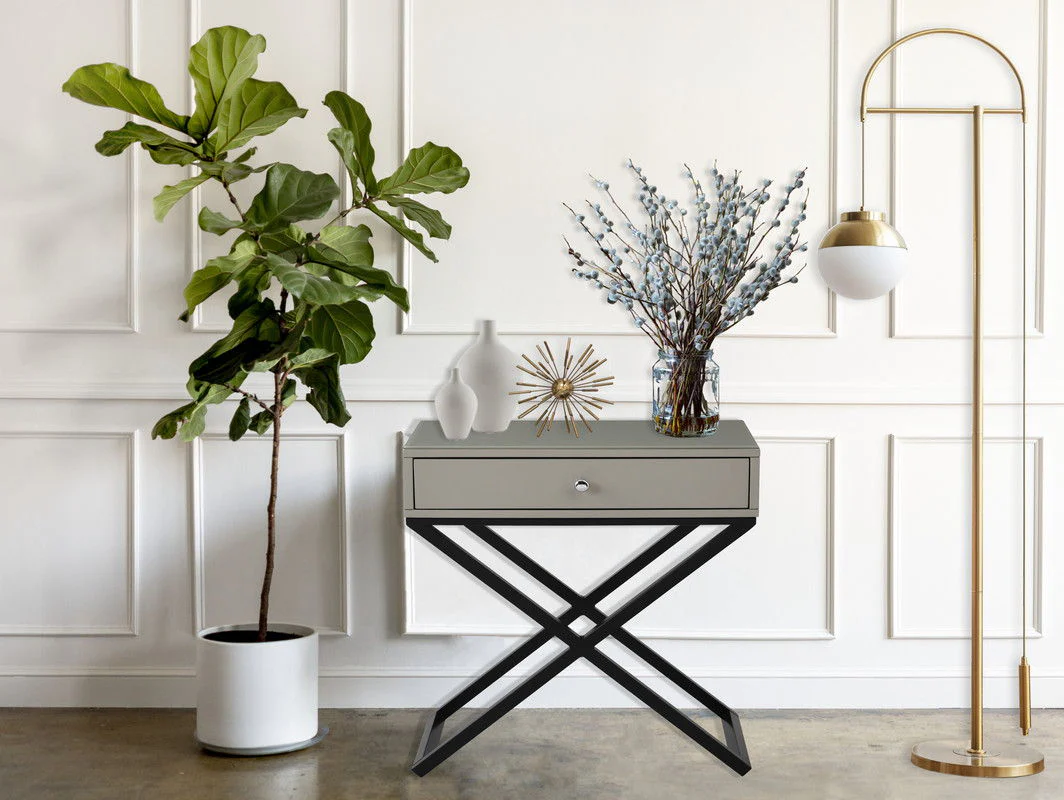 Koda - End Side Table Nightstand, Drawer And Cross Base - Image 2