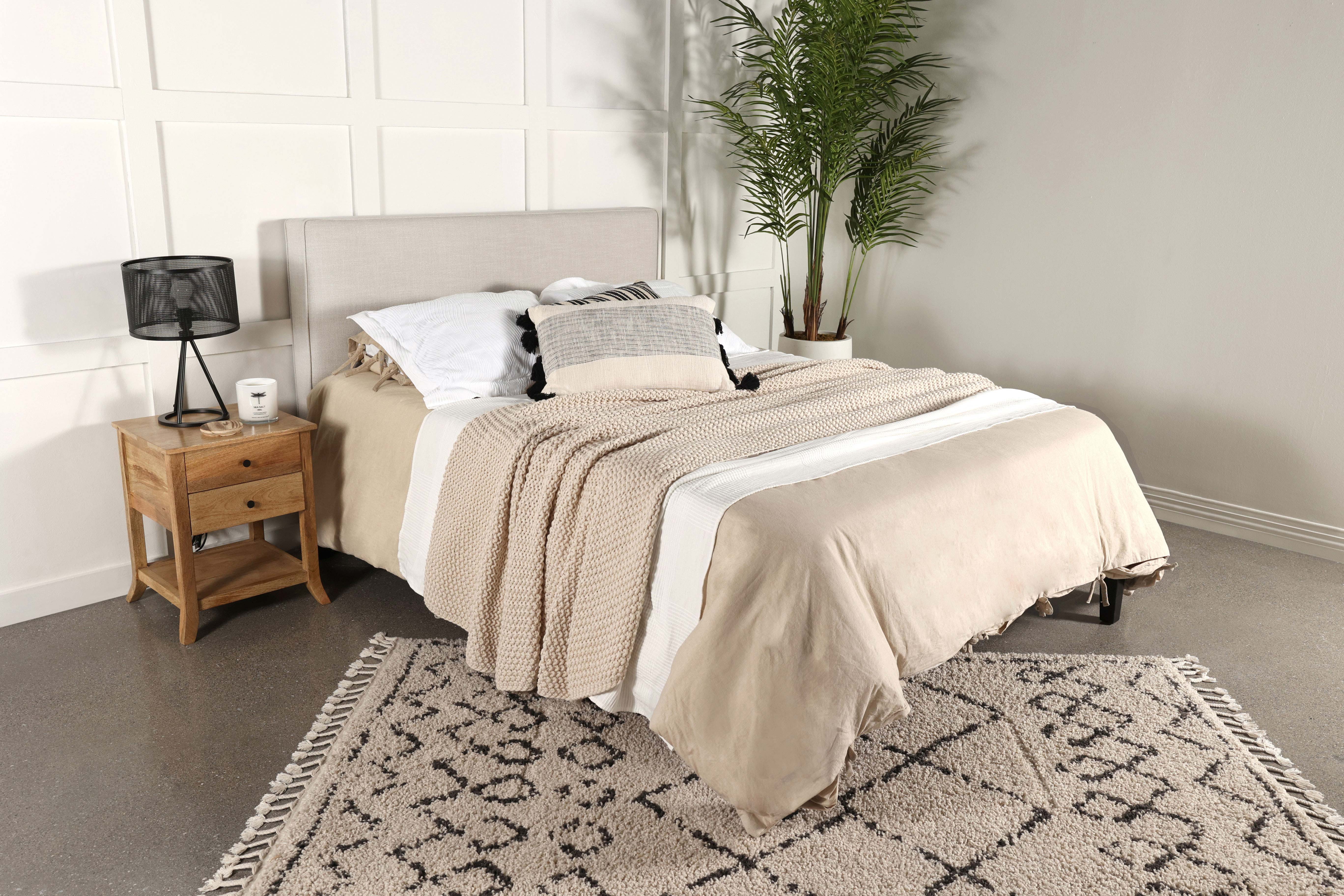 Kosmo Upholstered Queen/Full Panel Headboard in Sand - Image 10