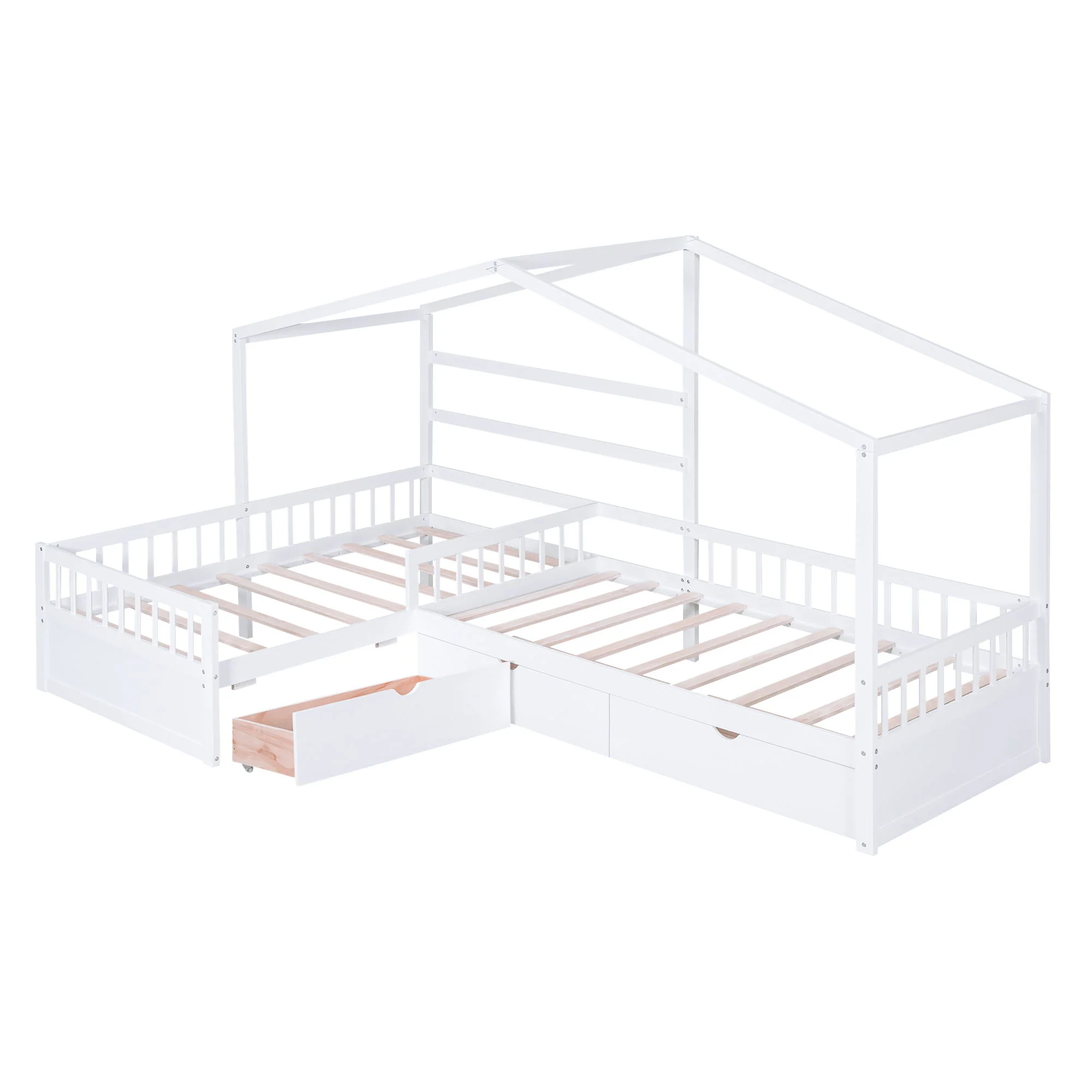 L Shape Platform Bed With 3 Storage Drawers - Image 8