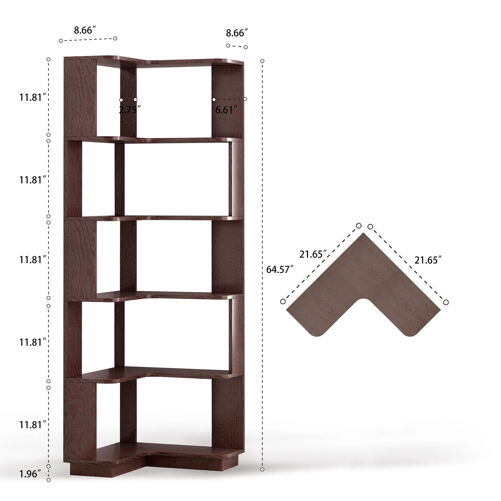 L-Shaped Corner Bookshelf - Image 57