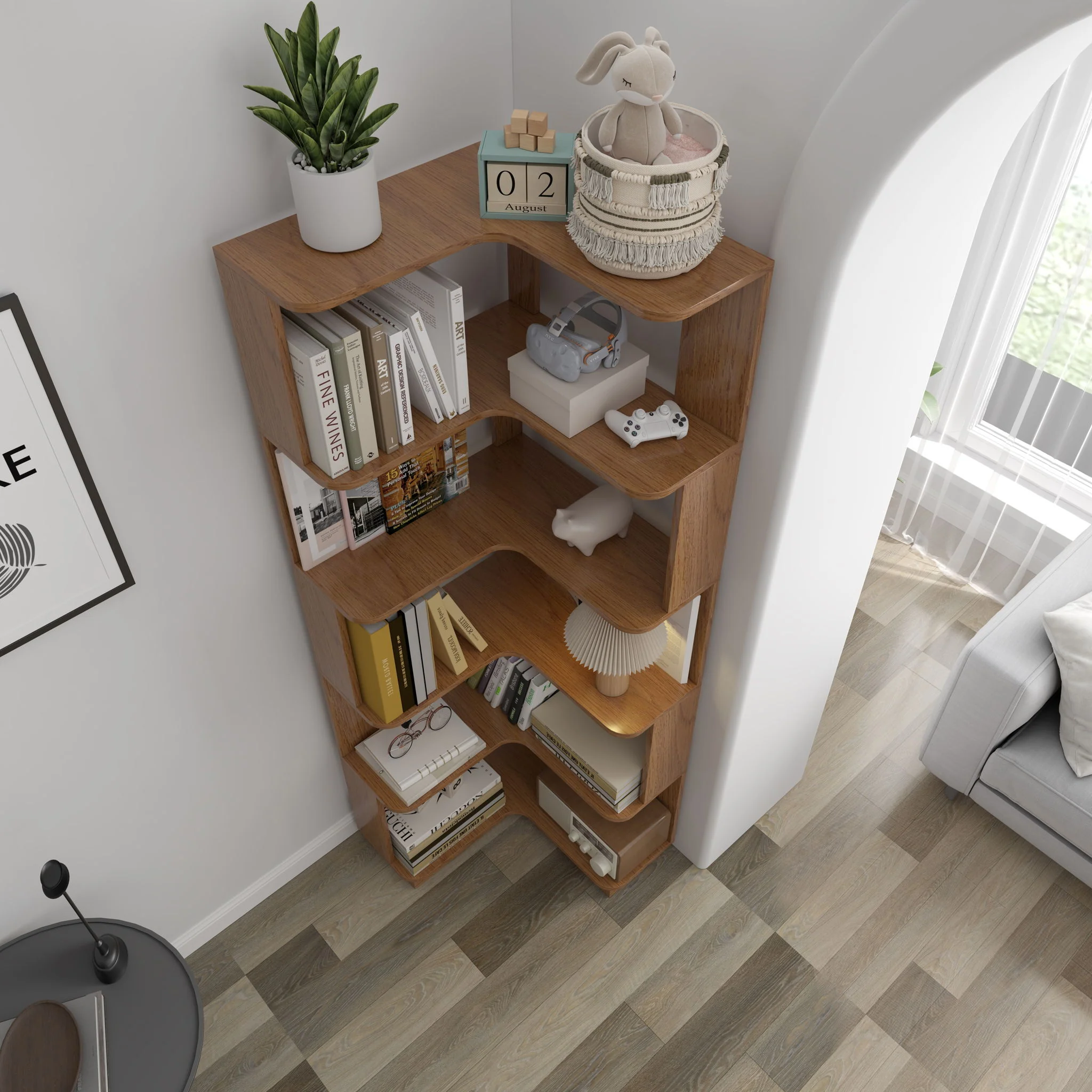 L-Shaped Corner Bookshelf - Image 63