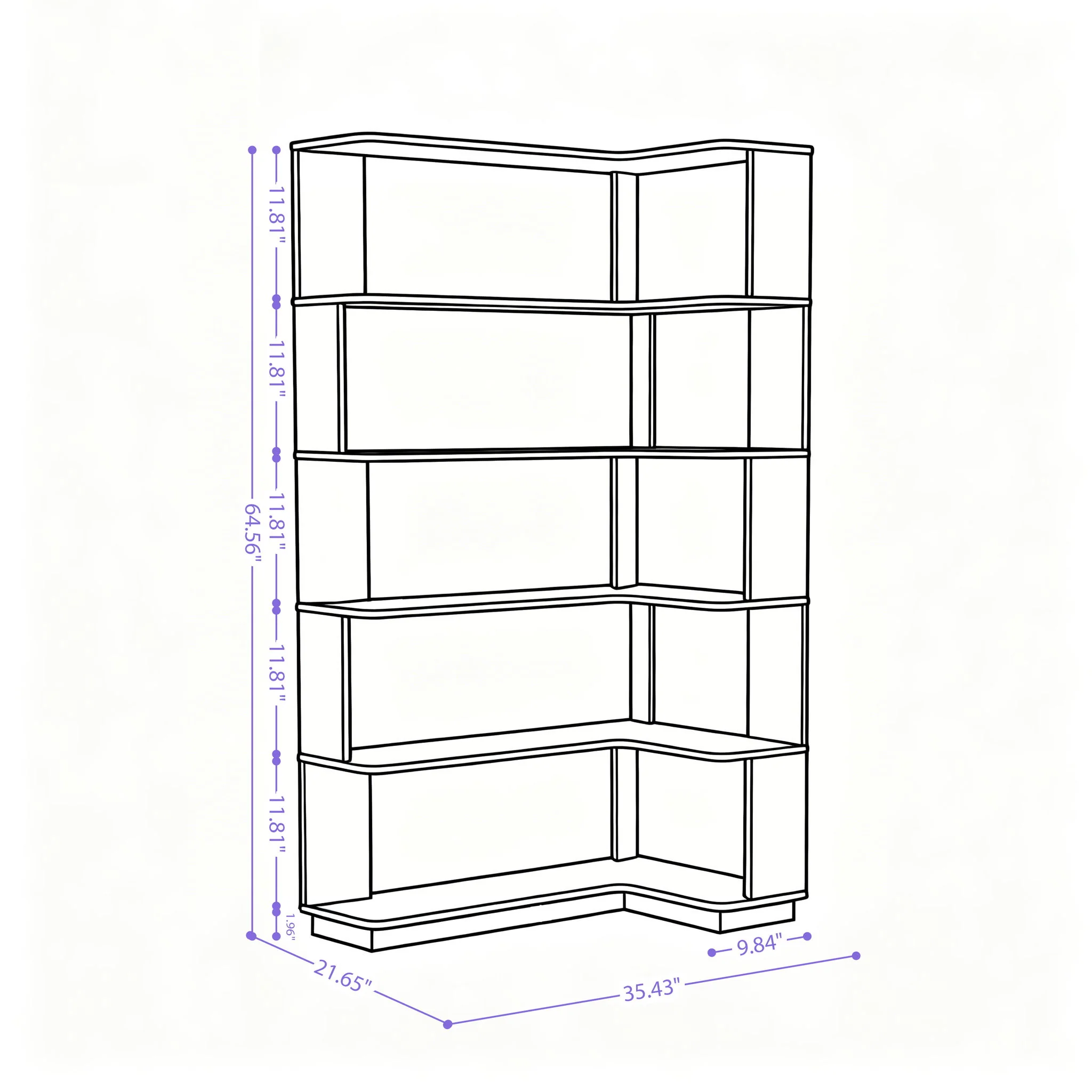 L-Shaped Corner Bookshelf - Image 73