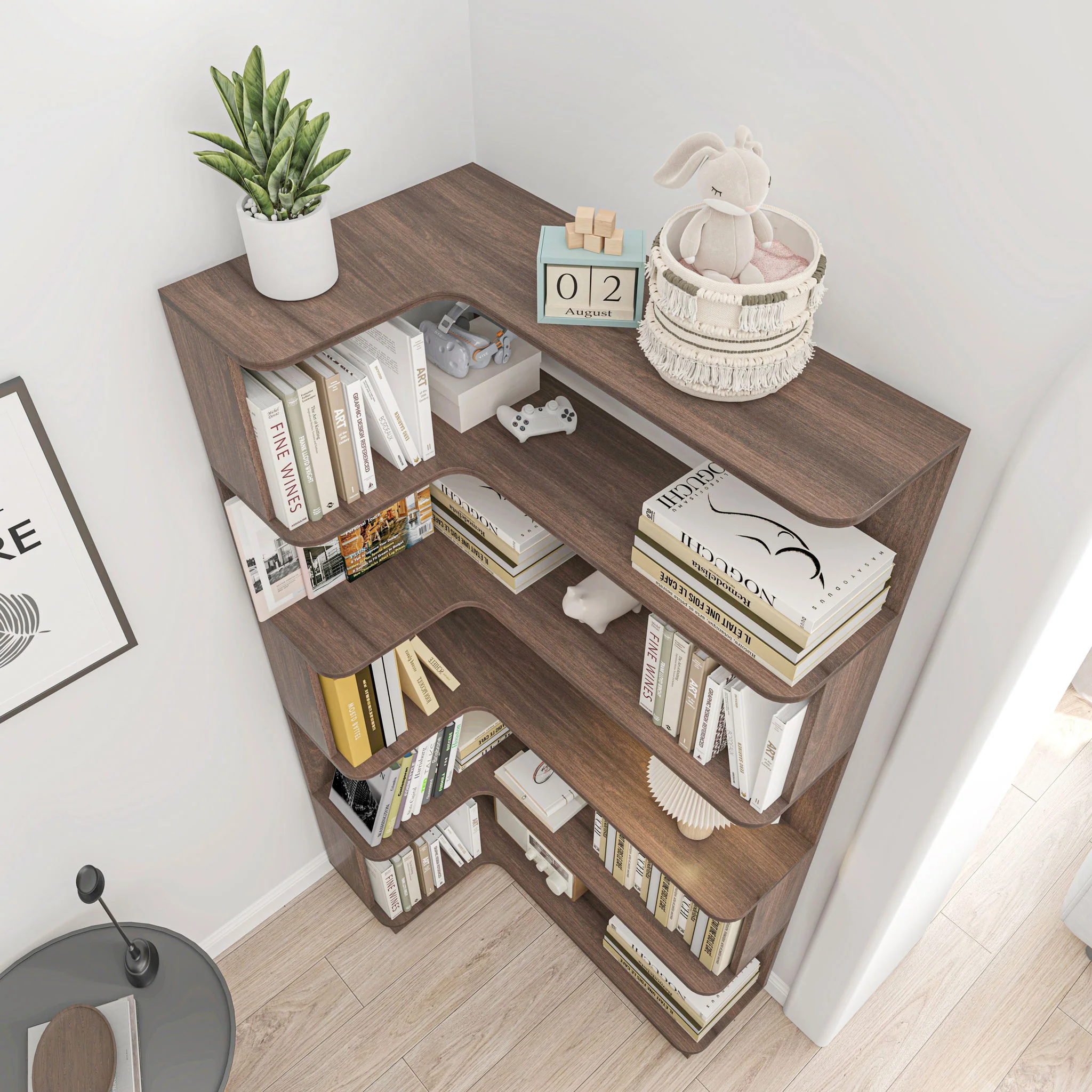 L-Shaped Design Corner Bookshelf - Image 33
