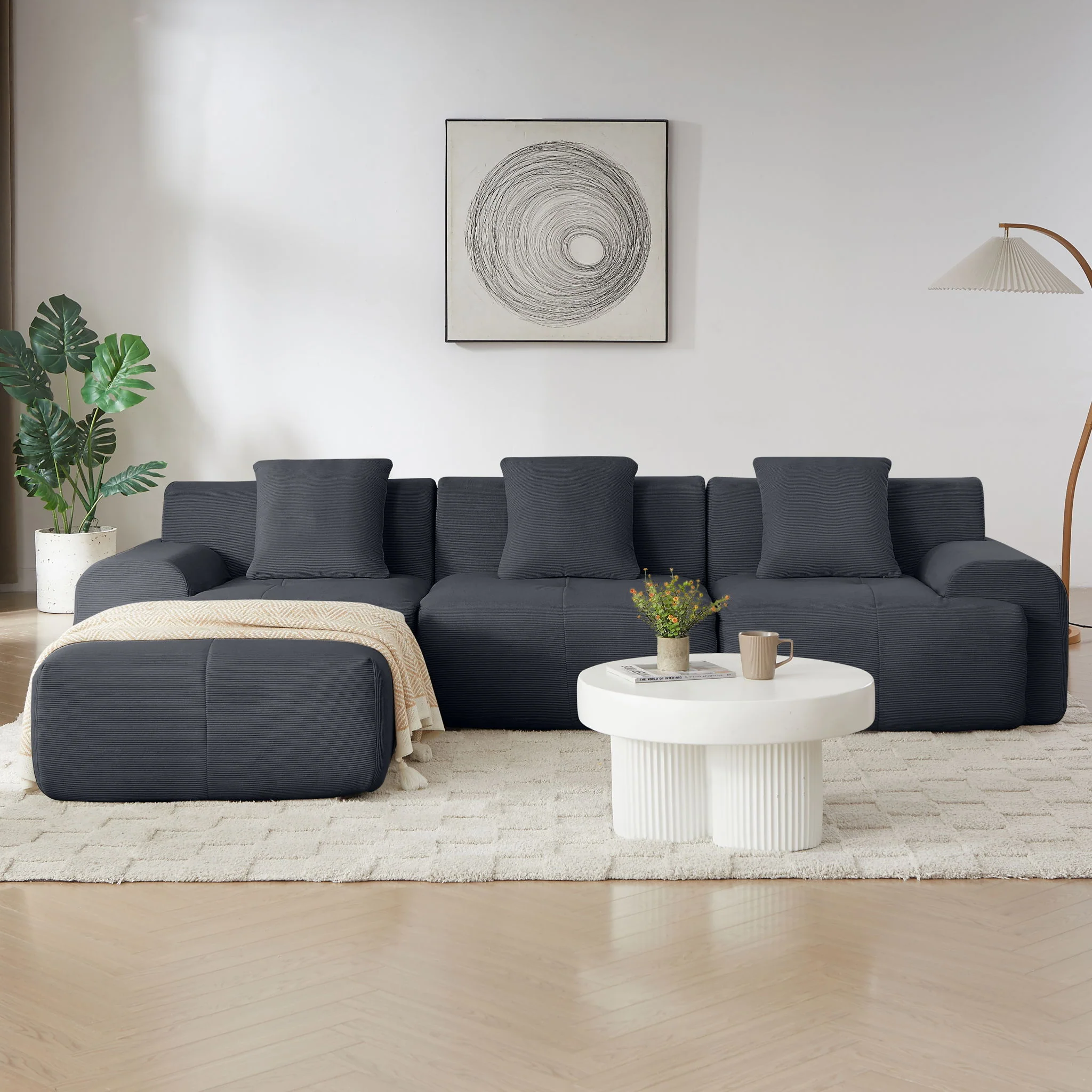 L Shaped Modular Sectional Sofa And Movable Ottoman - Image 12