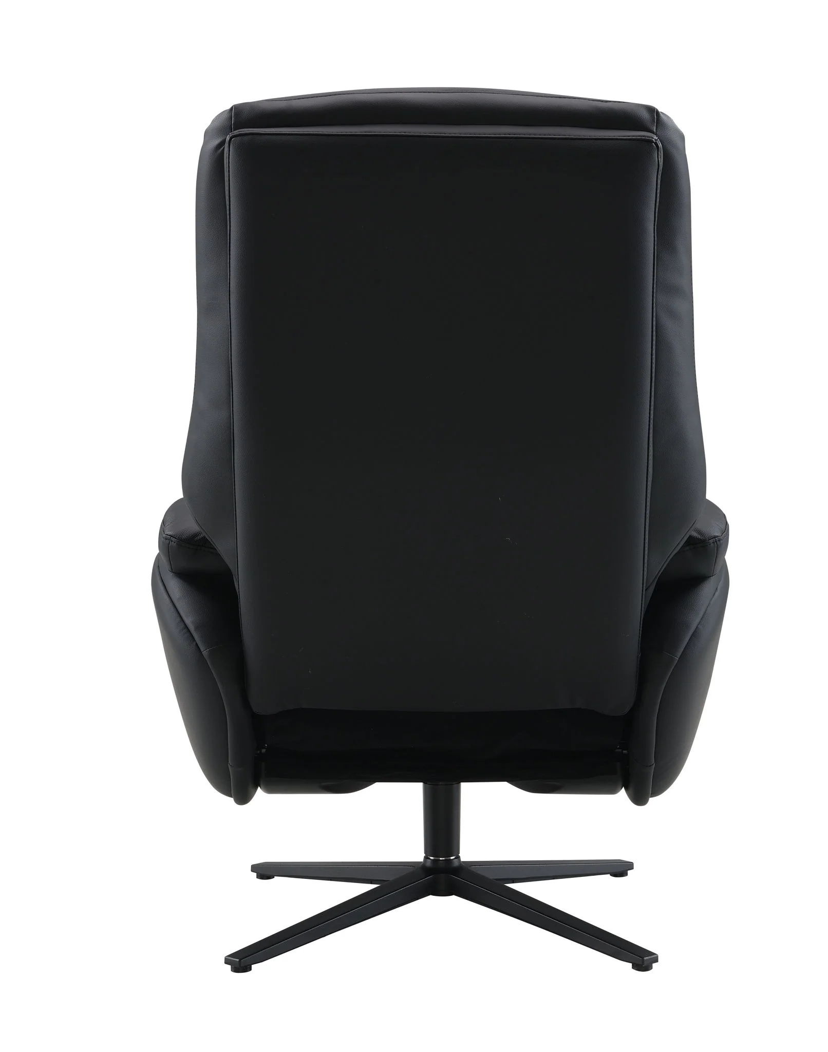 Labotina - Top Grain Leather Accent Chair With Swivel & Ottoman - Black - Image 3