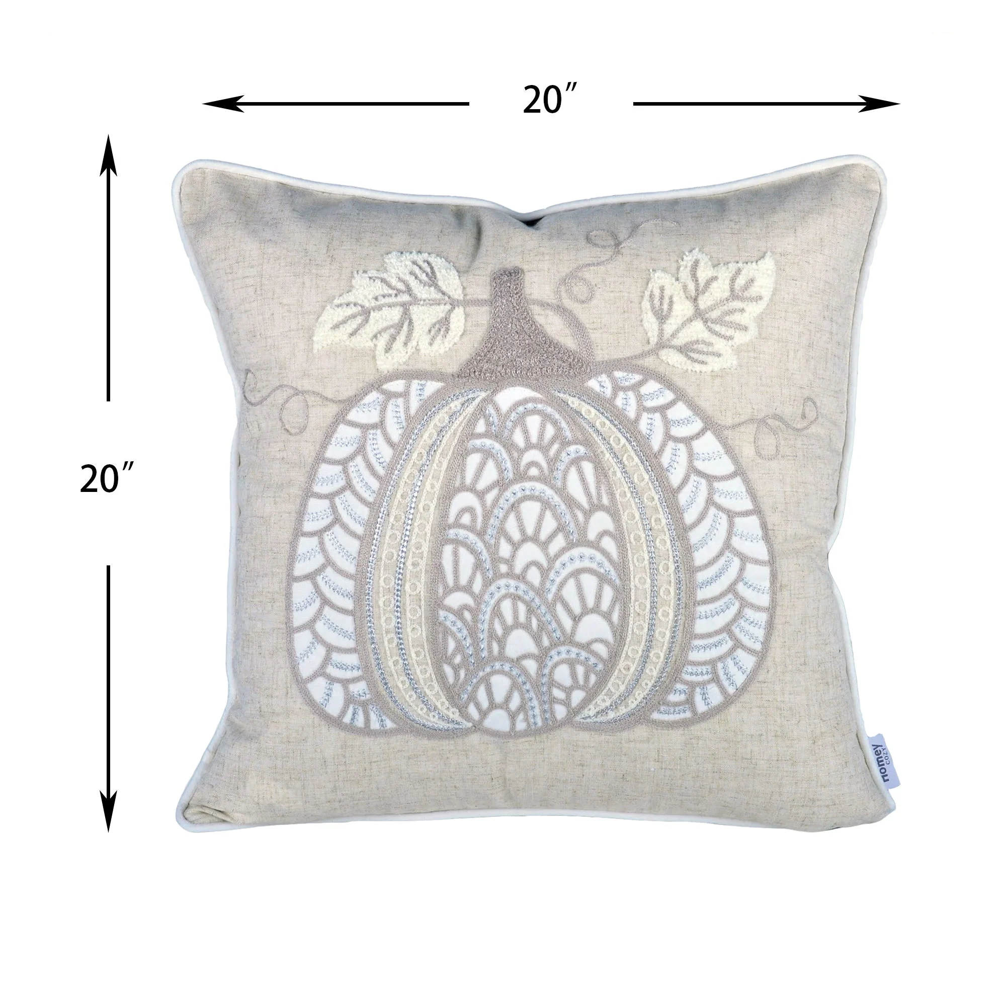 Lace Embroidered Pumpkin Throw Pillow - Natural - Image 4