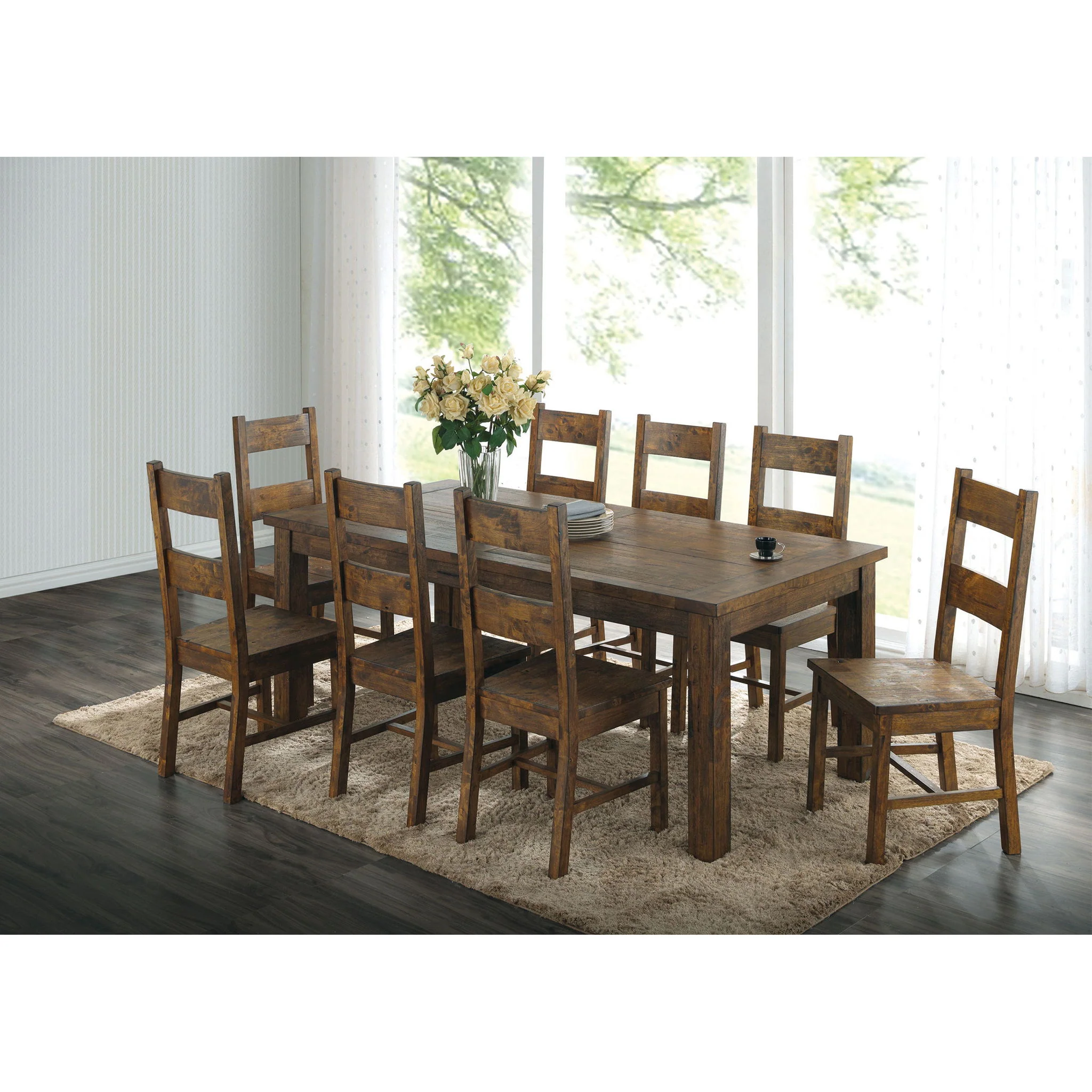 Ladder Back Dining Chairs With Straight Seat (Set of 2) - Brown - Image 6