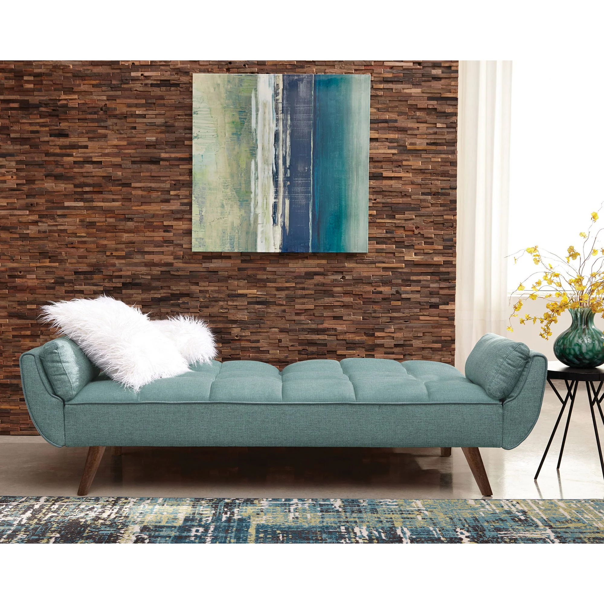 Laggarhem - Tufted Back Upholstered Sofa Bed - Turquoise - Image 3