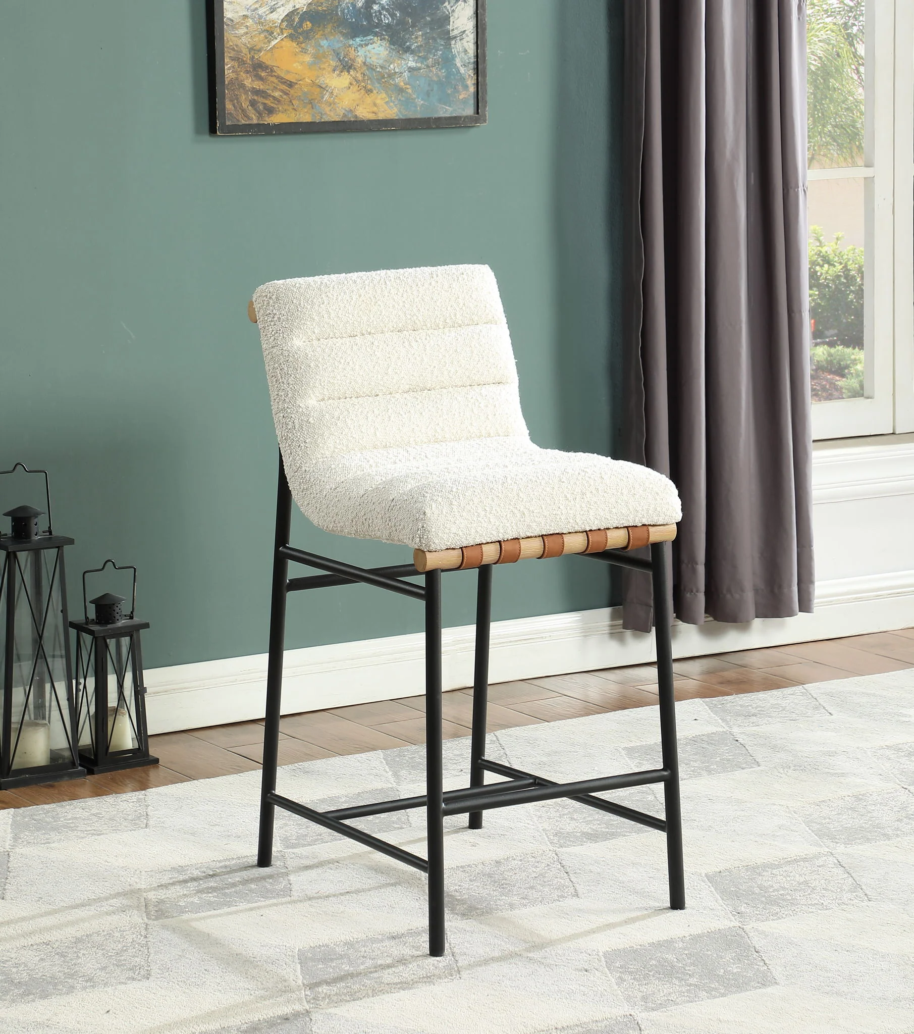 Lahni - 17" Boucle Fabric Counter Height Chair - Image 3