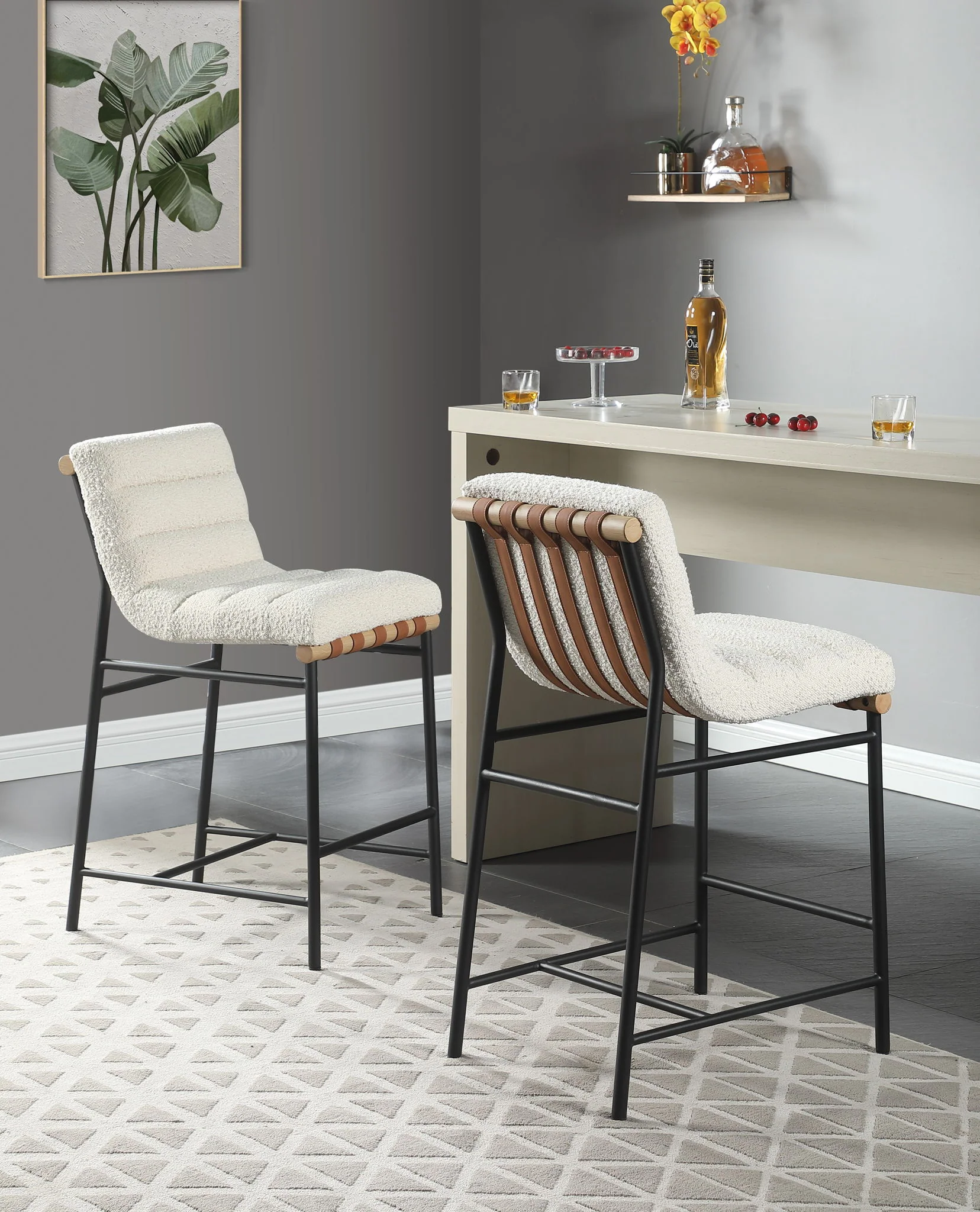 Lahni - 17" Boucle Fabric Counter Height Chair - Image 7