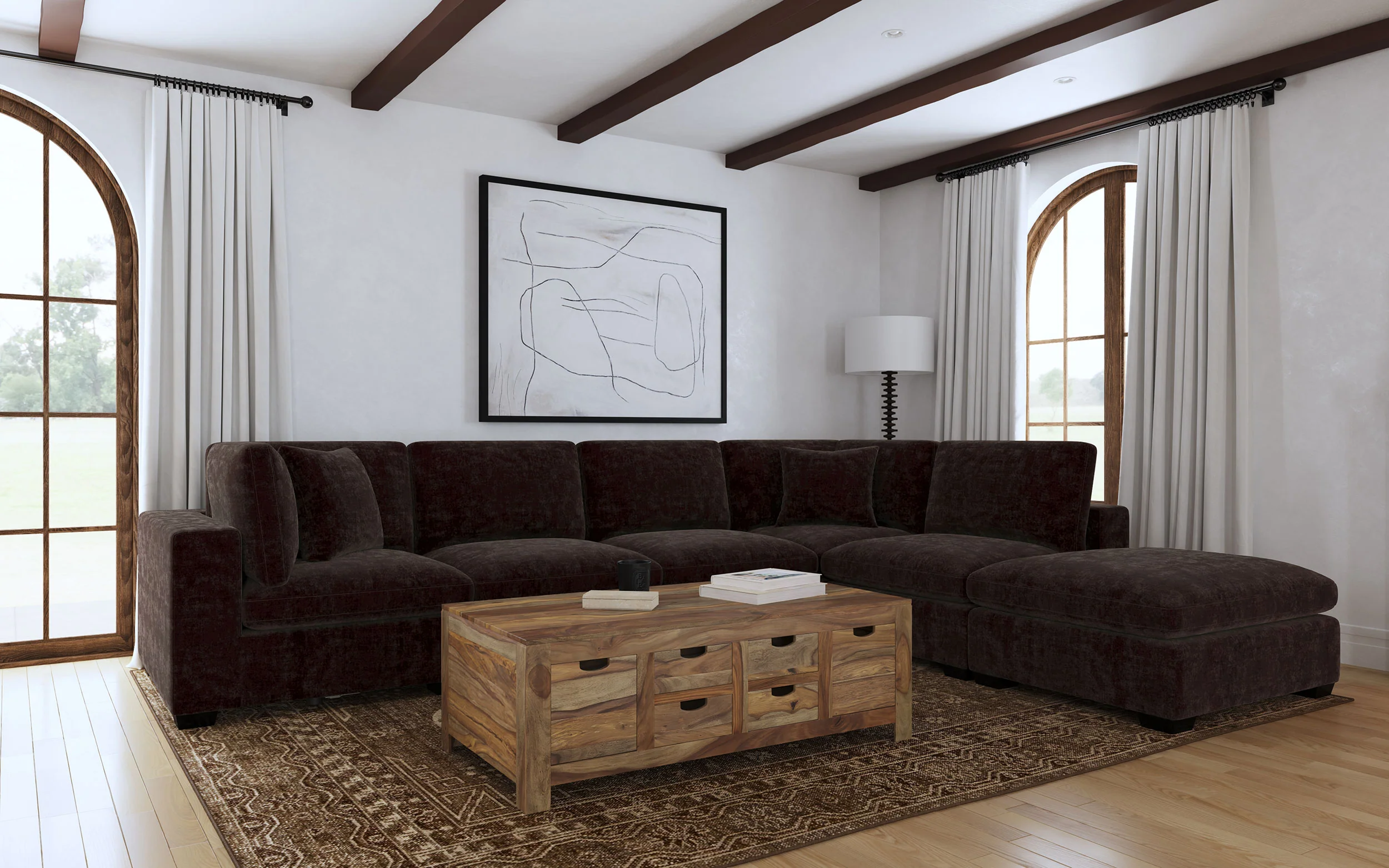 Lakeview Upholstered Corner Chair Dark Chocolate - Image 8
